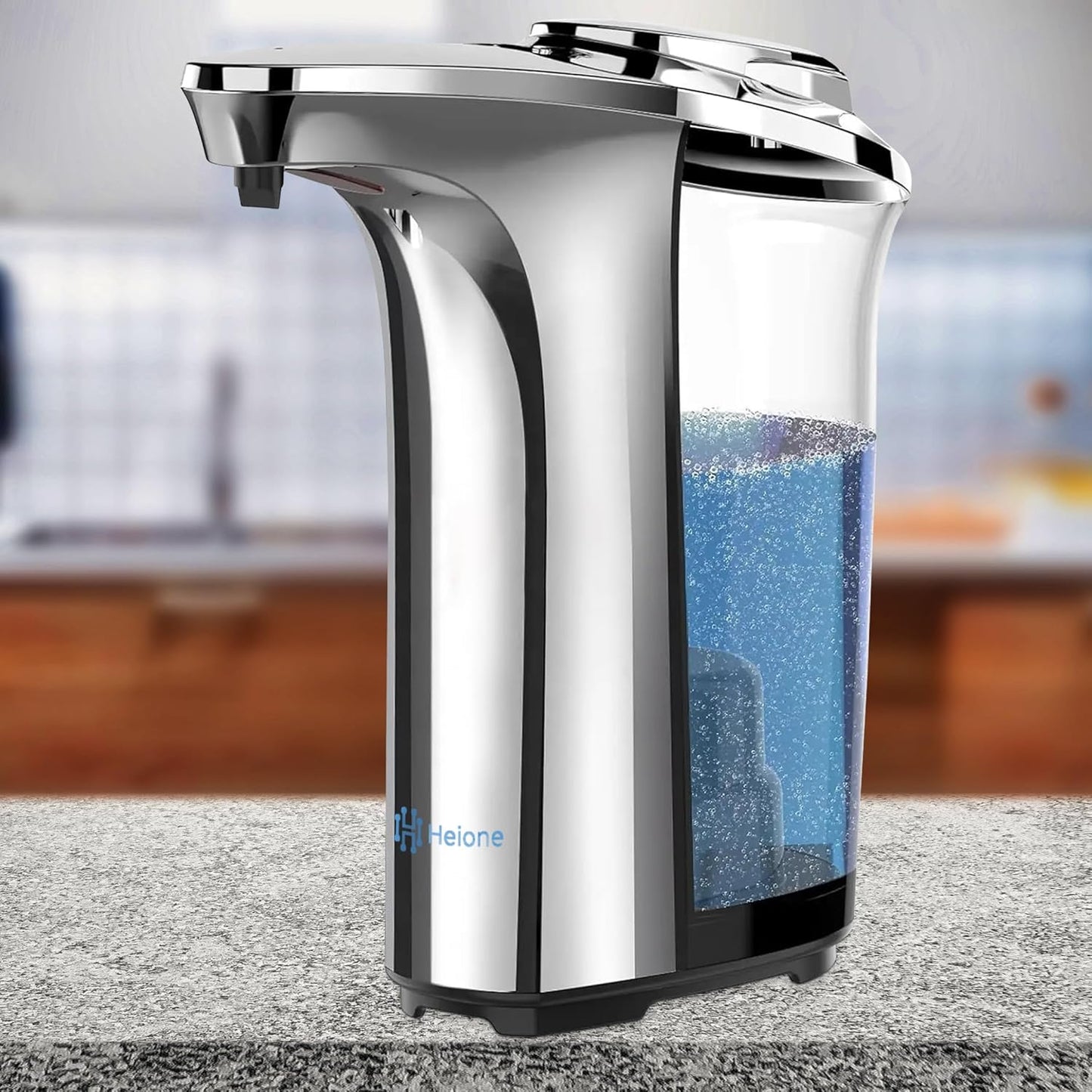 Automatic Soap Dispenser, Touchless, 17oz / 500L, Infrared Motion Sensor, 5 Adjustable Liquid Levels, Large Capacity, Suitable for Hands, Bathroom, Sinks, Office, Kitchen, Wall Mount or Countertop.