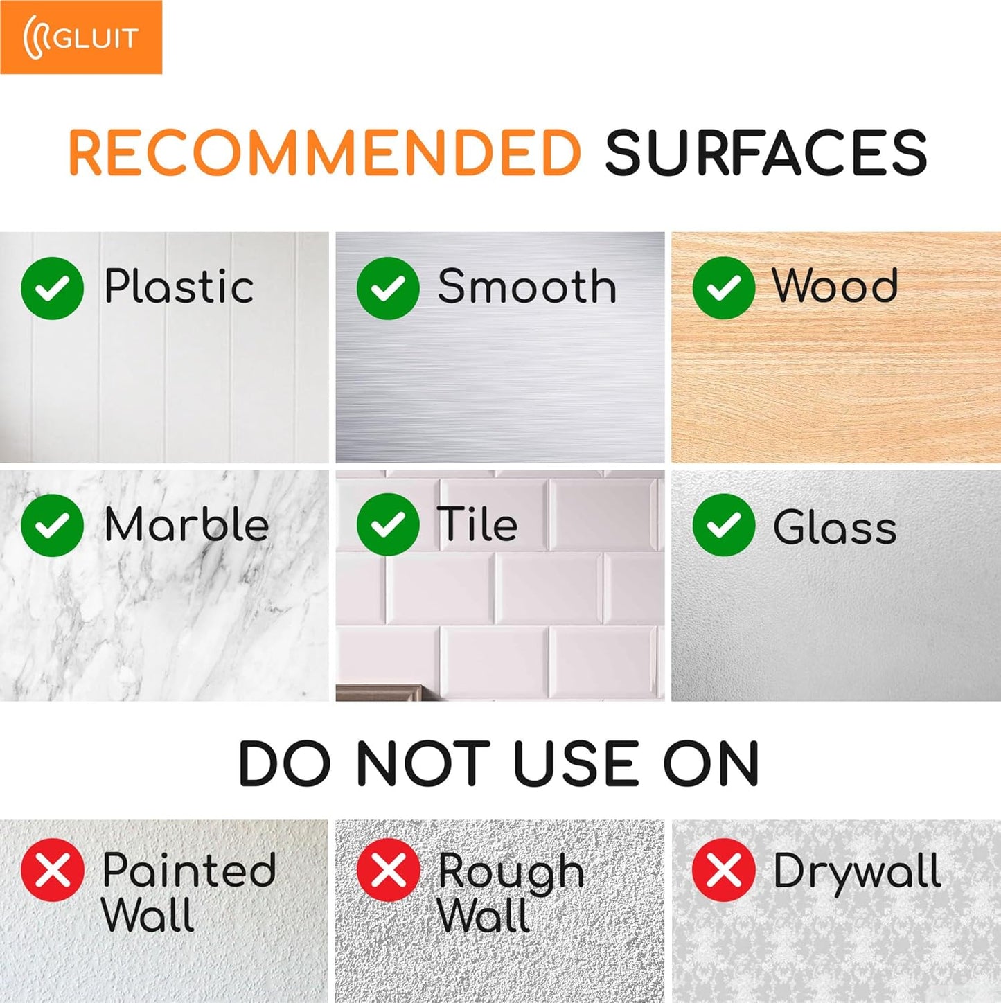 GLUIT Adhesive Large Wall Hooks for Hanging Heavy Duty 22 lbs Hooks for Walls No Damage 18 Pack