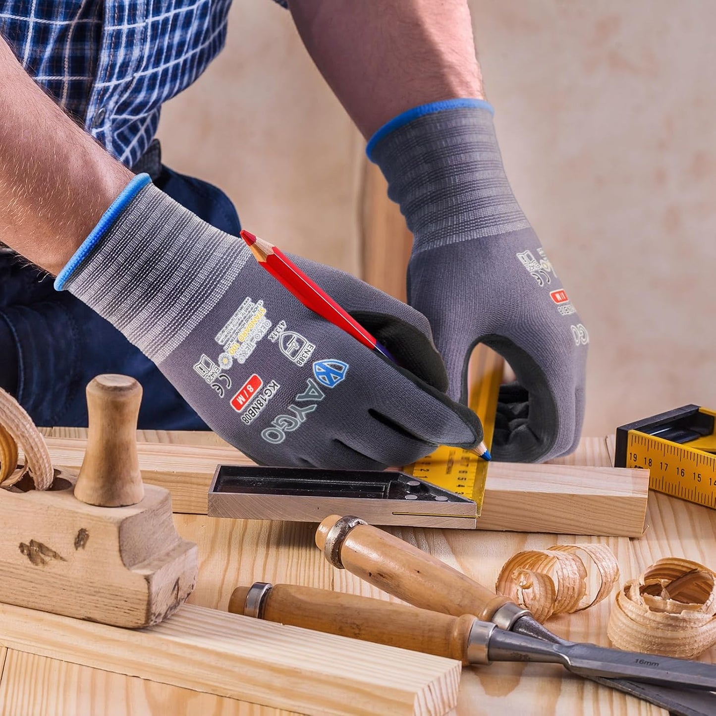 KAYGO Safety Work Gloves MicroFoam Nitrile Coated, 12 Pairs KG18NB,Seamless Knit Nylon Glove for Men and Women, Ideal for Automotive,Warehouse,Construction (2X-Large,Gray)