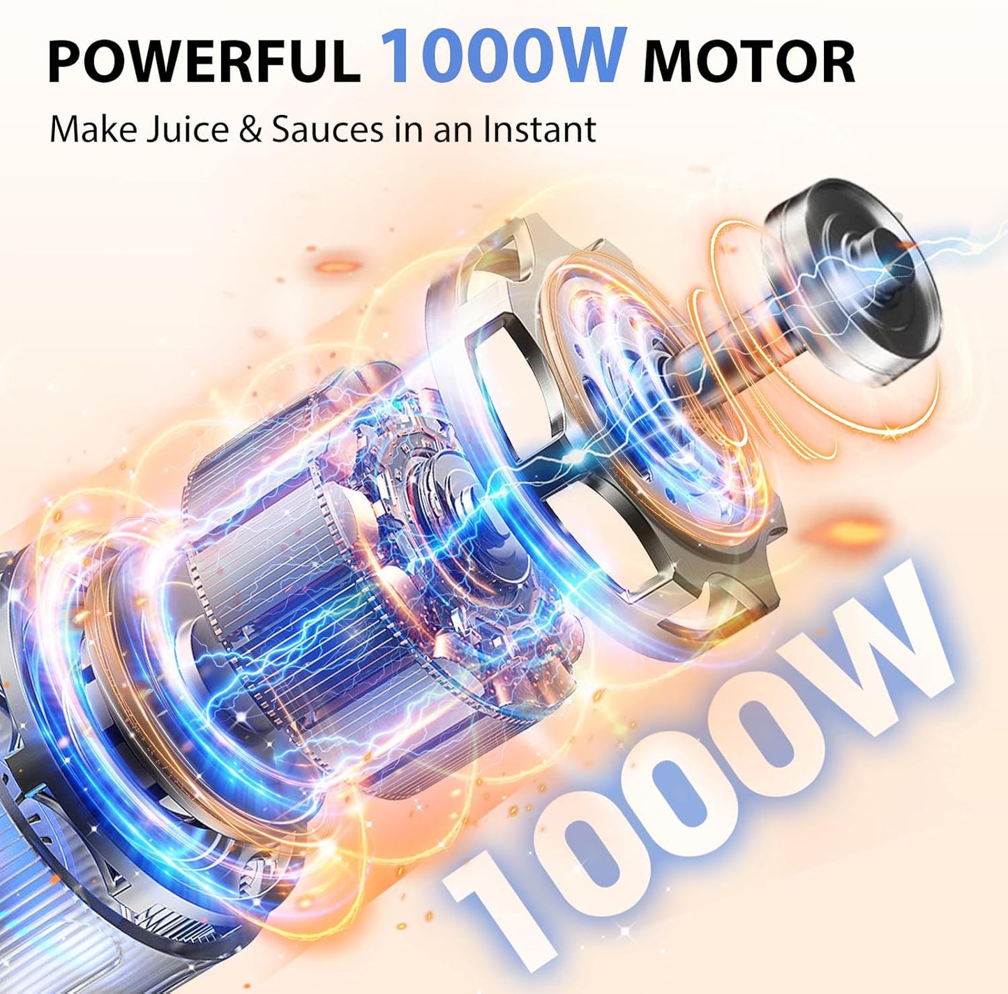 KOIOS Immersion Blender, 1000W Anti-scratch 3-in-1 Hand Blender, Upgraded 12 Speed Stainless Steel Blade Stick Blender with Turbo Mode, Whisk and Milk Frother, Non-BPA, Black