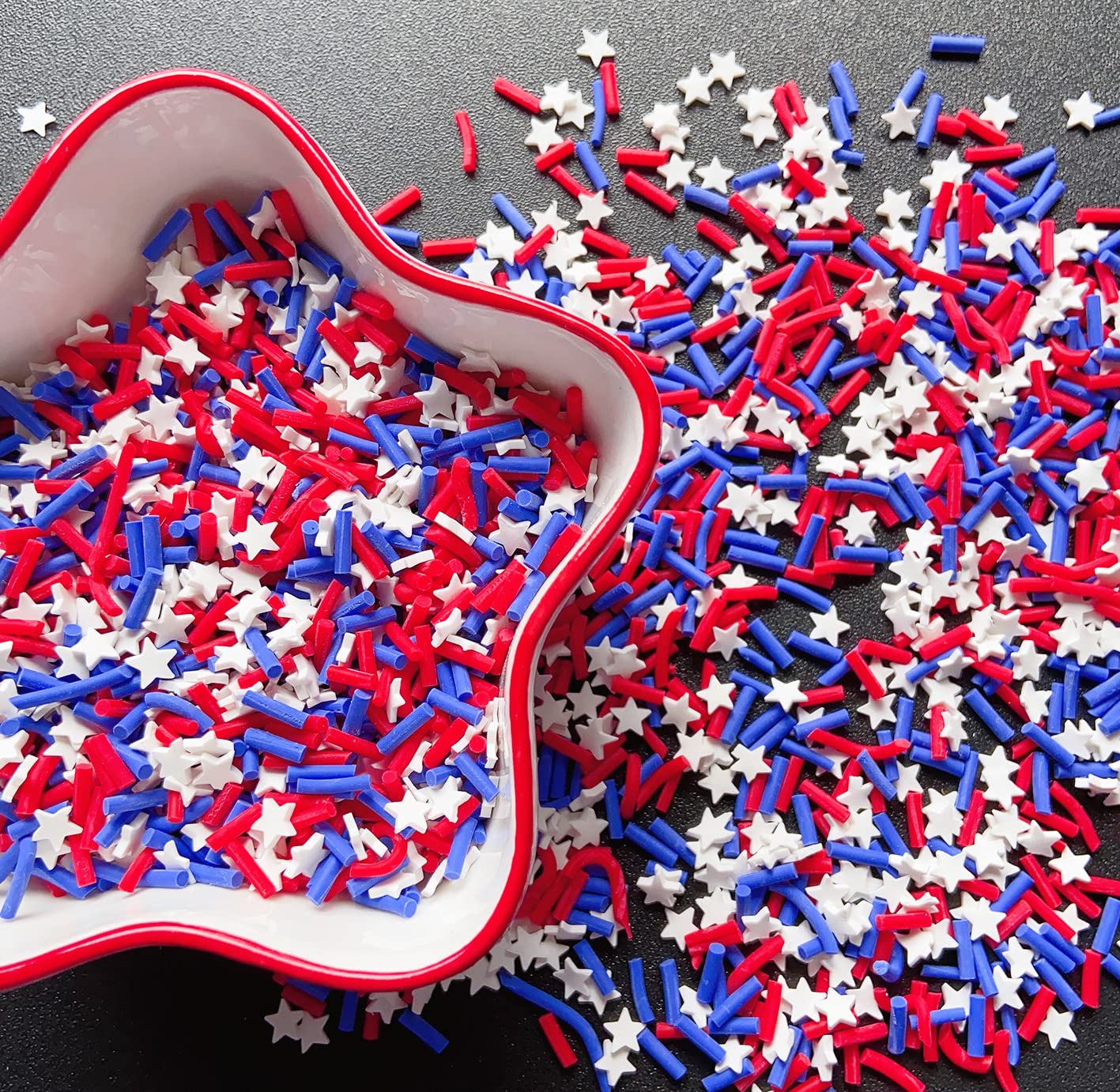 EHOPE Fake Sprinkles Resin Sprinkles Fake Candy Sprinkles Clay Sprinkles Polymer Sprinkles Polymer Clay Slices for Nail Art DIY Crafts Cake Phone Case(40G-Blue Sugar granules+ Stars-16)