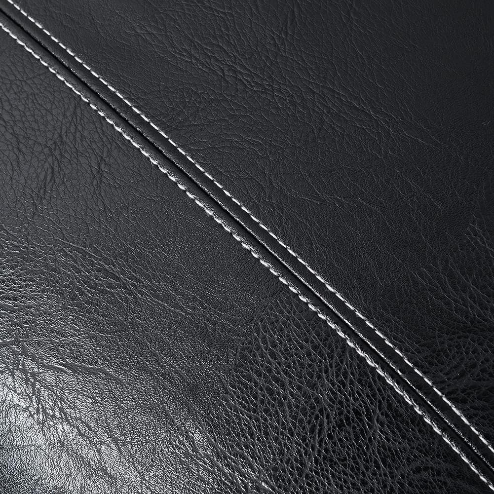 Fancy Homi Black Boho Faux Leather Decorative Throw Pillow Covers 18x18 Inch for Living Room Couch Bed Sofa, Rustic Modern Farmhouse Home Decor, Hand Stitched Square Cushion Case 45x45 cm