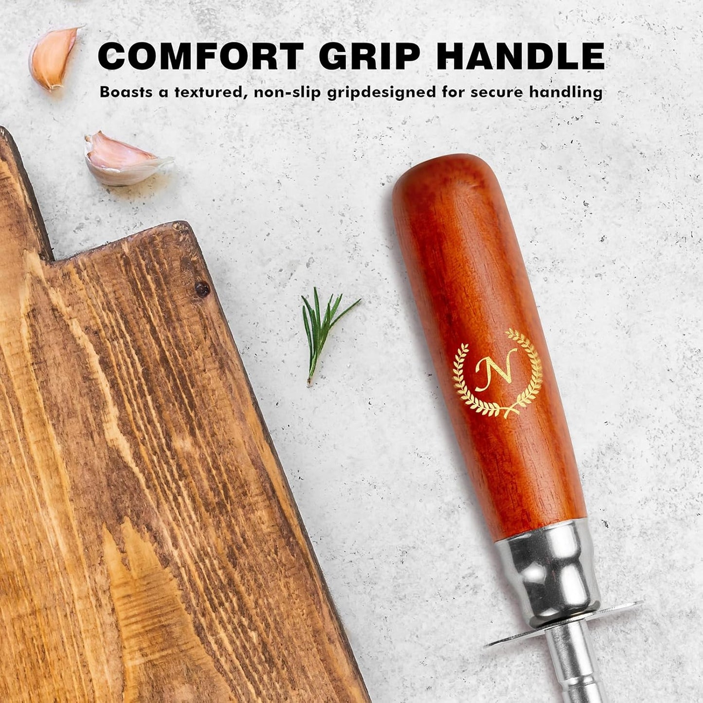 Knife Sharpener Rod, Kitchen Knives Sharpener Carbon Steel Professional Knife Sharpening Steel, Honing Rod with Hanging Holes (13 inches), N