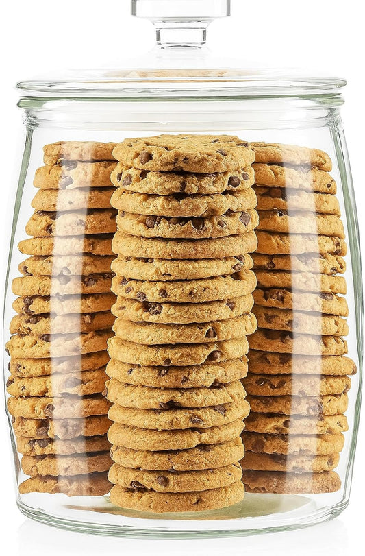 kitchentoolz Large Glass Cookie Jar with Airtight Lid - 1 Gallon Storage Container for Candy, Flour, Sugar, Pet Food & Dog Treat Canister - Pack of 1