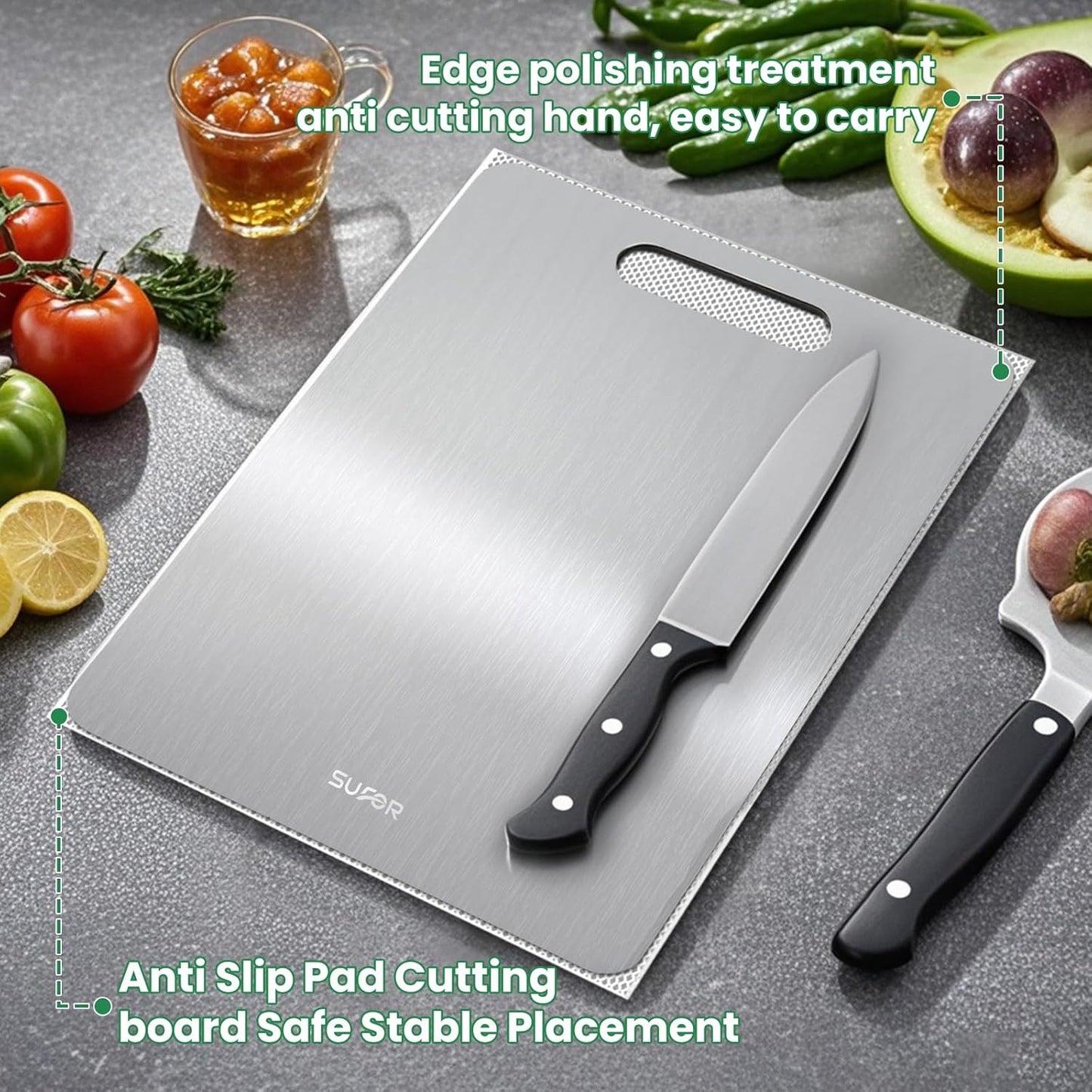 100% Pure Titanium Cutting Board for Kitchen - Dishwasher Safe,non toxic Chopping Board,Double-side Charcuterie Board For Kitchen Outdoor Camping,Housewarming Gifts for Friend(18 * 12)