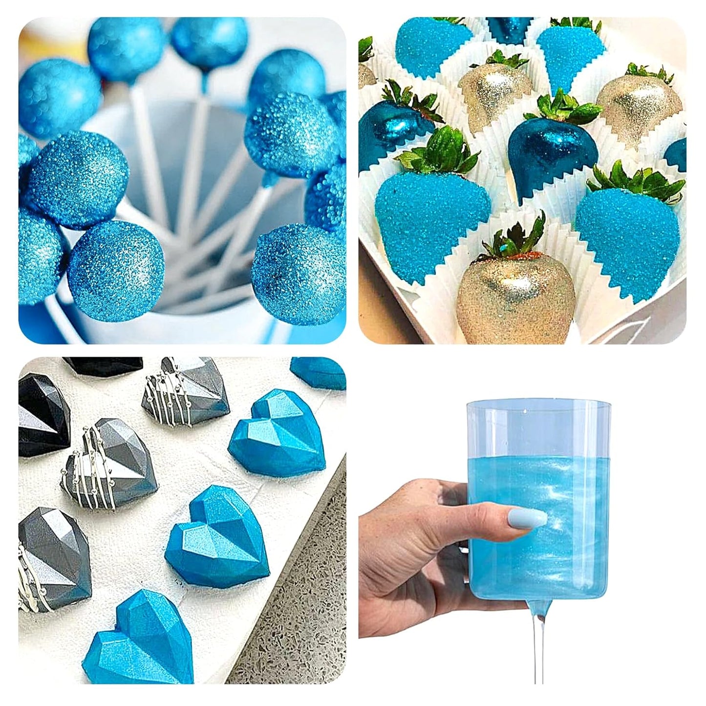 Blue Edible Glitter Spray - 10g Edible Blue Glitter for Cakes Food Grade Drink Glitter for Cocktails Chocolate Cake Pop Strawberry