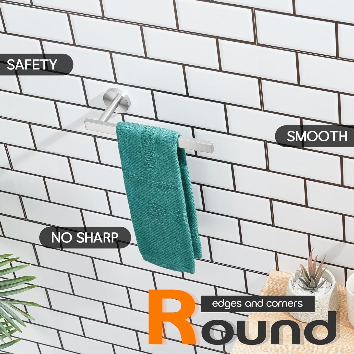 Bath Towel Rings Bathroom Towel Holder Modern Small Hand Towel Bars 2 Pack Stainless Steel Wall Mounted Brushed Nickel AN3001BR-P2