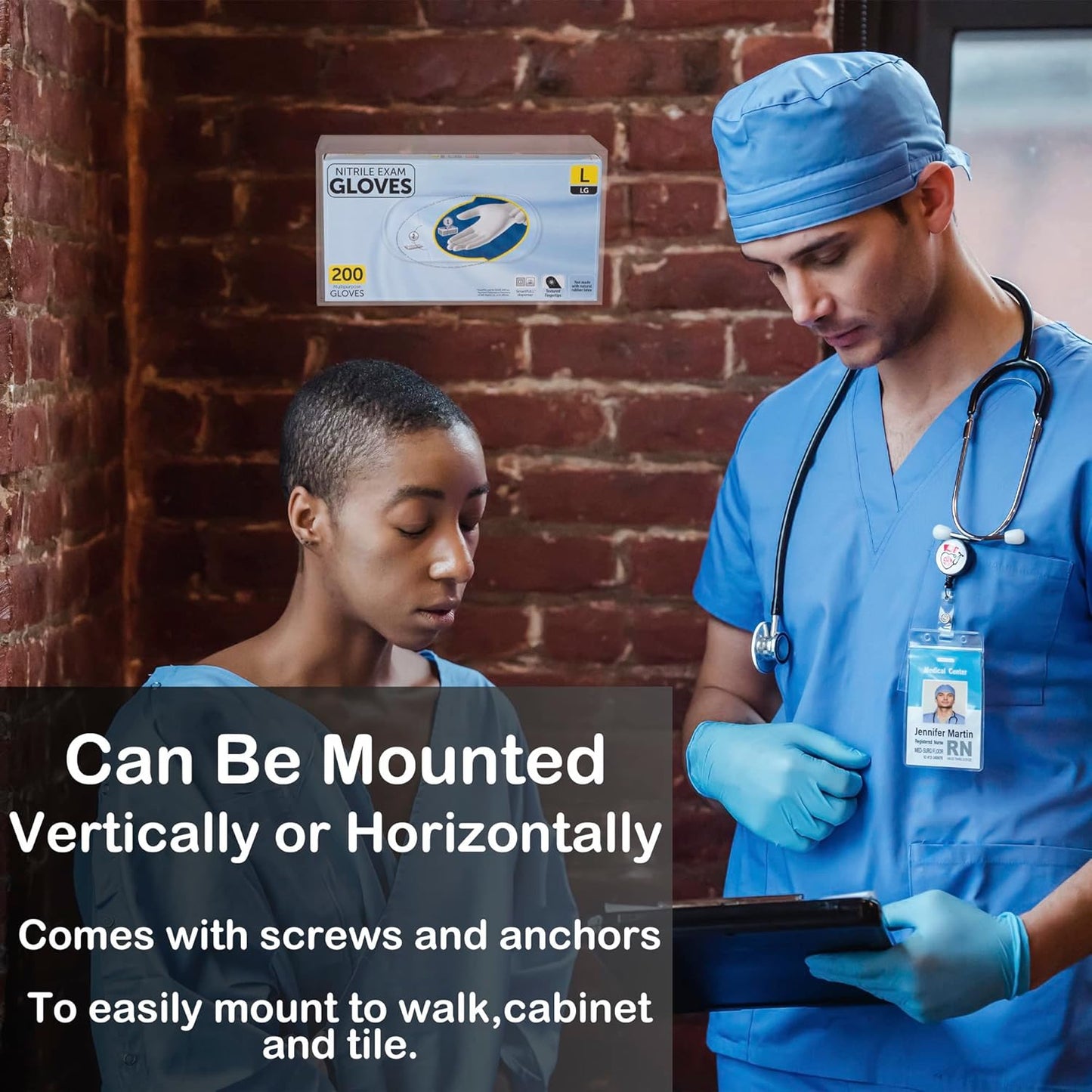 Glove Box Holder Dispenser Acrylic Single Side Loaded Clear Rack Storage Organizer for Medical, Latex, Rubber, Nitrile, Exam, Disposable Glove Boxes and Face Mask Holder Standing or Wall Mount