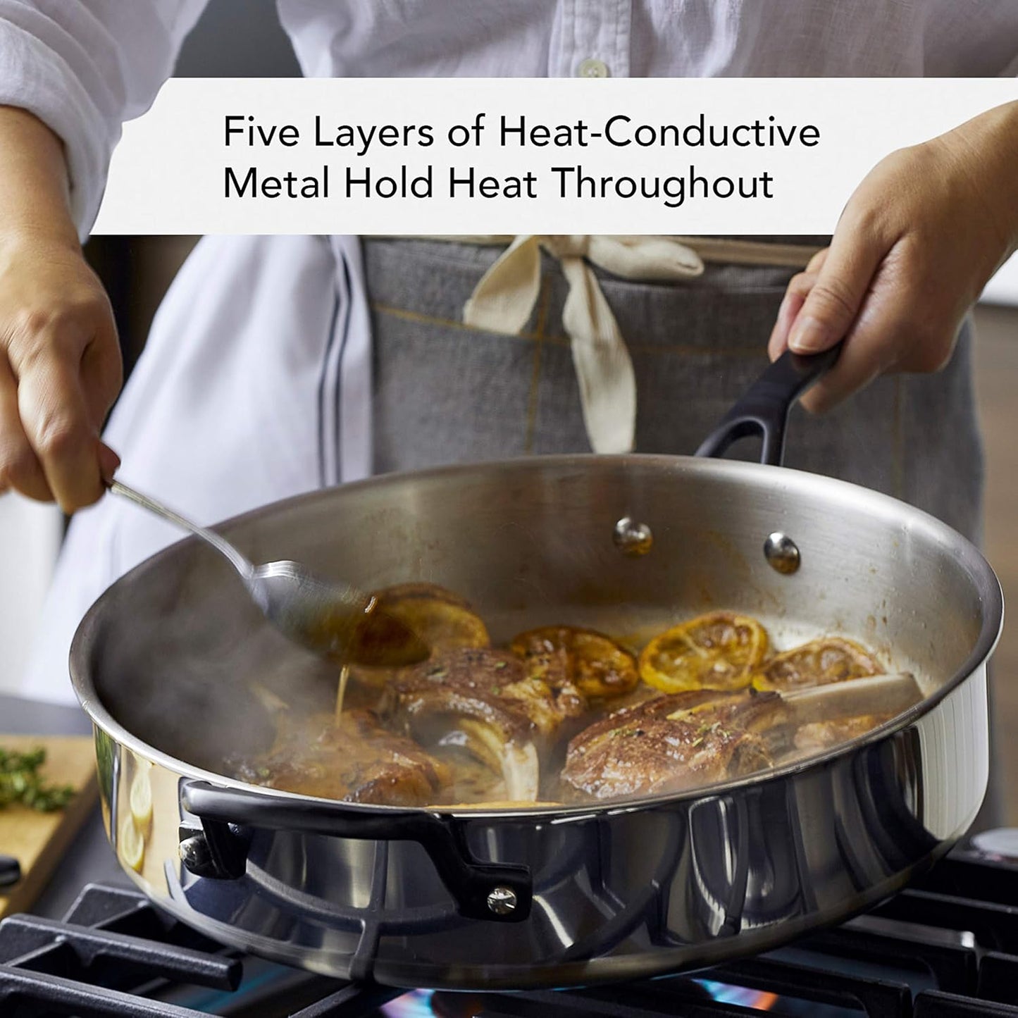 KitchenAid 5-Ply Clad Stainless Steel Cookware Pots and Pans Set, 10 Piece, Polished Stainless