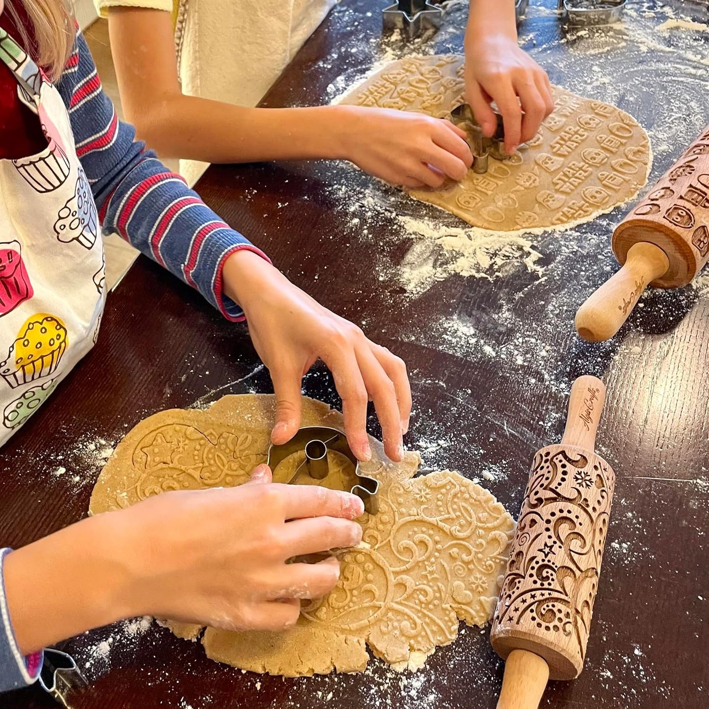 FOREST ANIMALS Embossing Rolling Pin. Laser Engraved Dough Roller for Embossed Cookies Fondant or Pottery by Algis Crafts