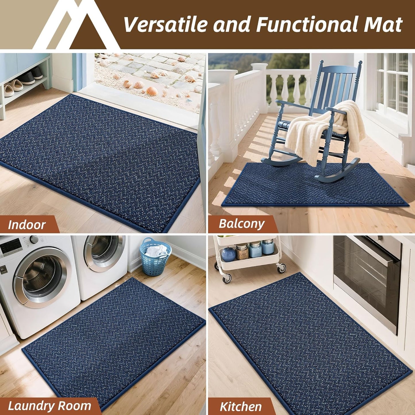 COSY HOMEER-Door-Mat 36"x60" Non Slip Absorbent Entryway Rugs Dirt Trapper Doormats Washable Entrance Mats Low Pile Welcome Floor Mat for Front Back Door and Entry Mats,Navy Blue