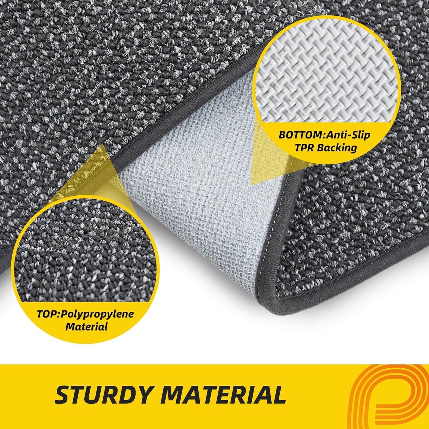 JSEI Dirt Trapper Door Mat 24"x60" Non-Slip Washable Entrance Mat, Dog Doormats, Absorbent & Fade-Resistant Floor Mats, Low Profile Welcome Mats for Entryway, Front Door, and Inside Entrance,Dark Grey