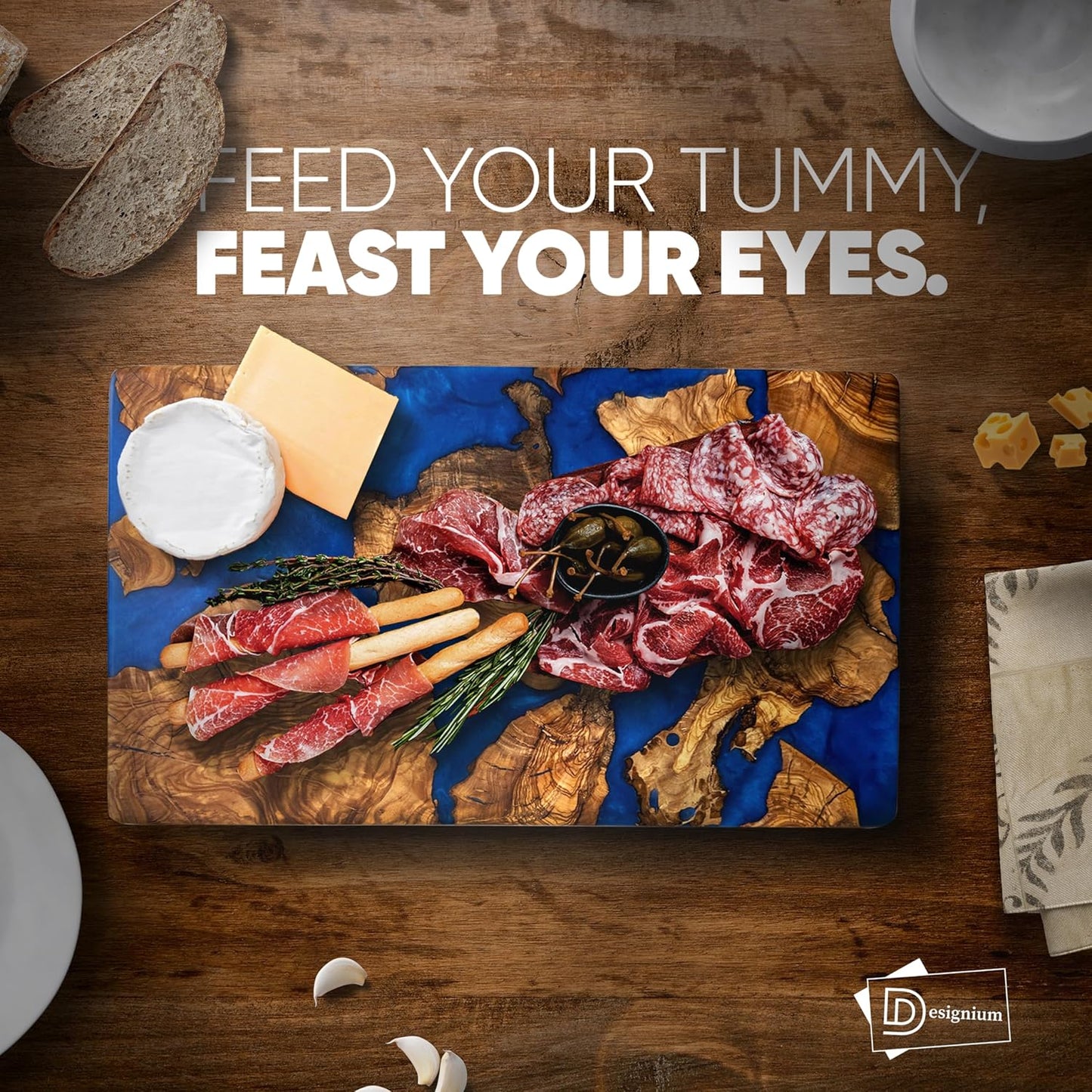 Handmade Olive Wood Resin Cutting Board, Charcuterie Boards for Housewarming Gifts, Resin Cheese Board, Decorative Cutting Board for Kitchen, Luxury Olive Wood Charcuterie Board