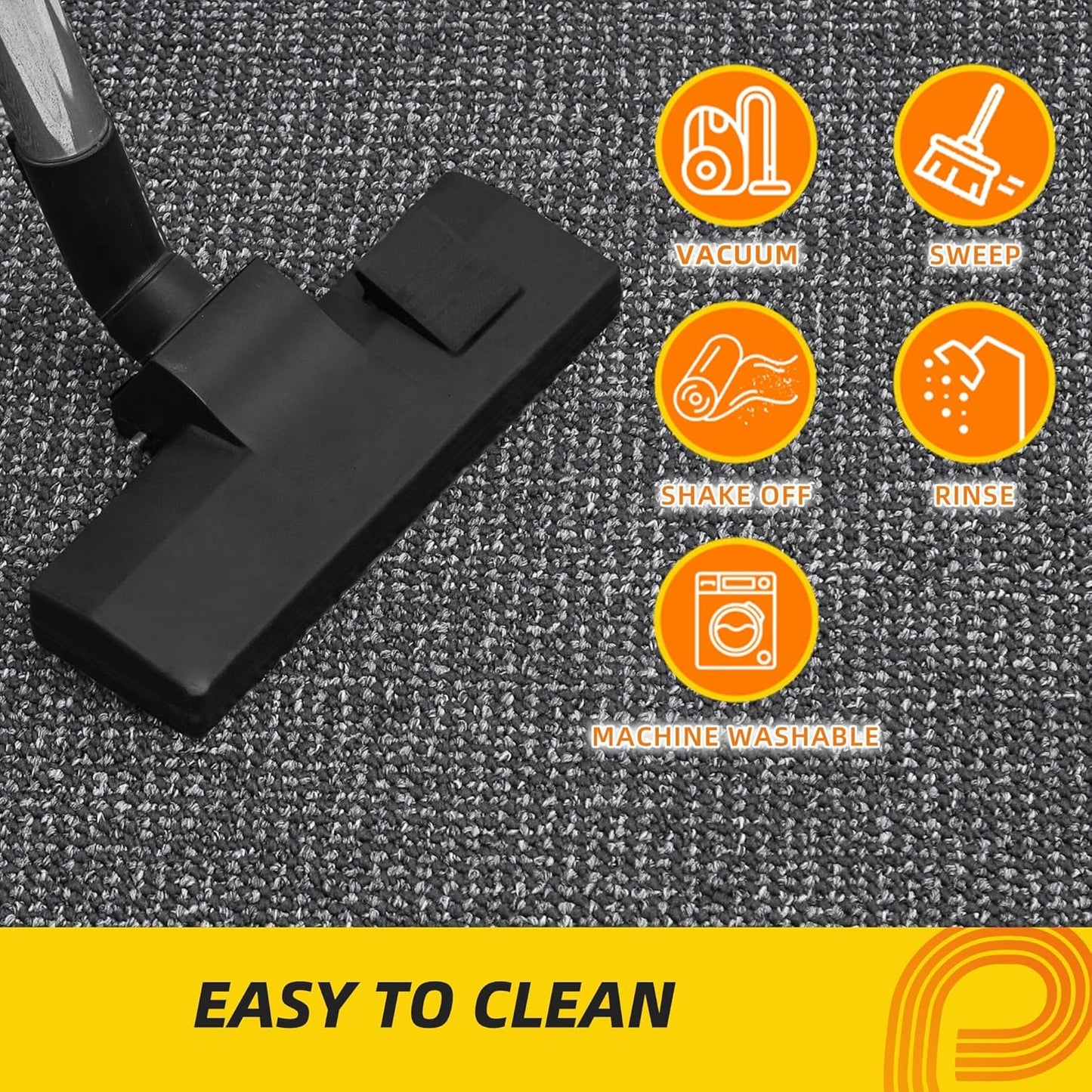 JSEI Dirt Trapper Door Mat 24"x36" Non-Slip Washable Entrance Mat, Dog Doormats, Absorbent & Fade-Resistant Floor Mats, Low Profile Welcome Mats for Entryway, Front Door, and Inside Entrance,Dark Grey