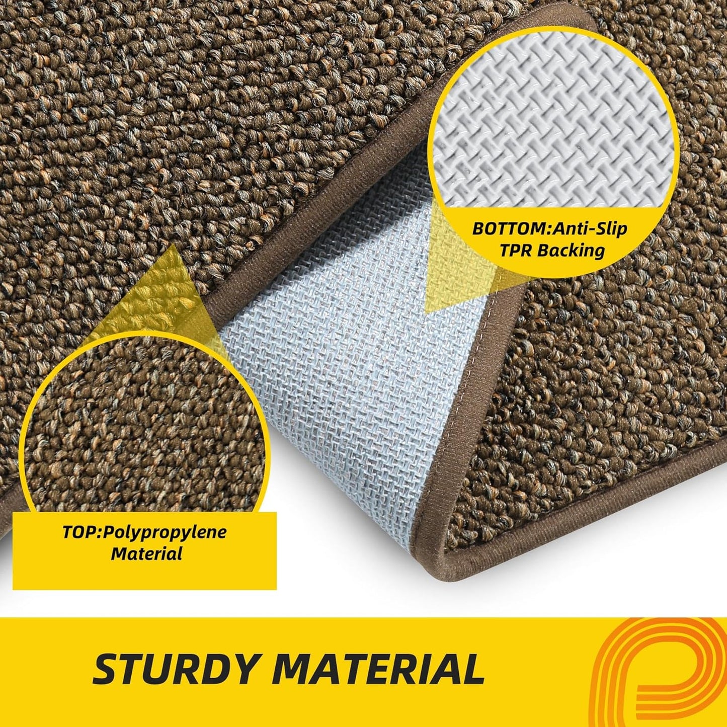 JSEI Dirt Trapper Door Mat 32"x48" Non-Slip Washable Entrance Mat, Dog Doormats, Absorbent & Fade-Resistant Floor Mats, Low Profile Welcome Mats for Entryway, Front Door, and Inside Entrance, Brown