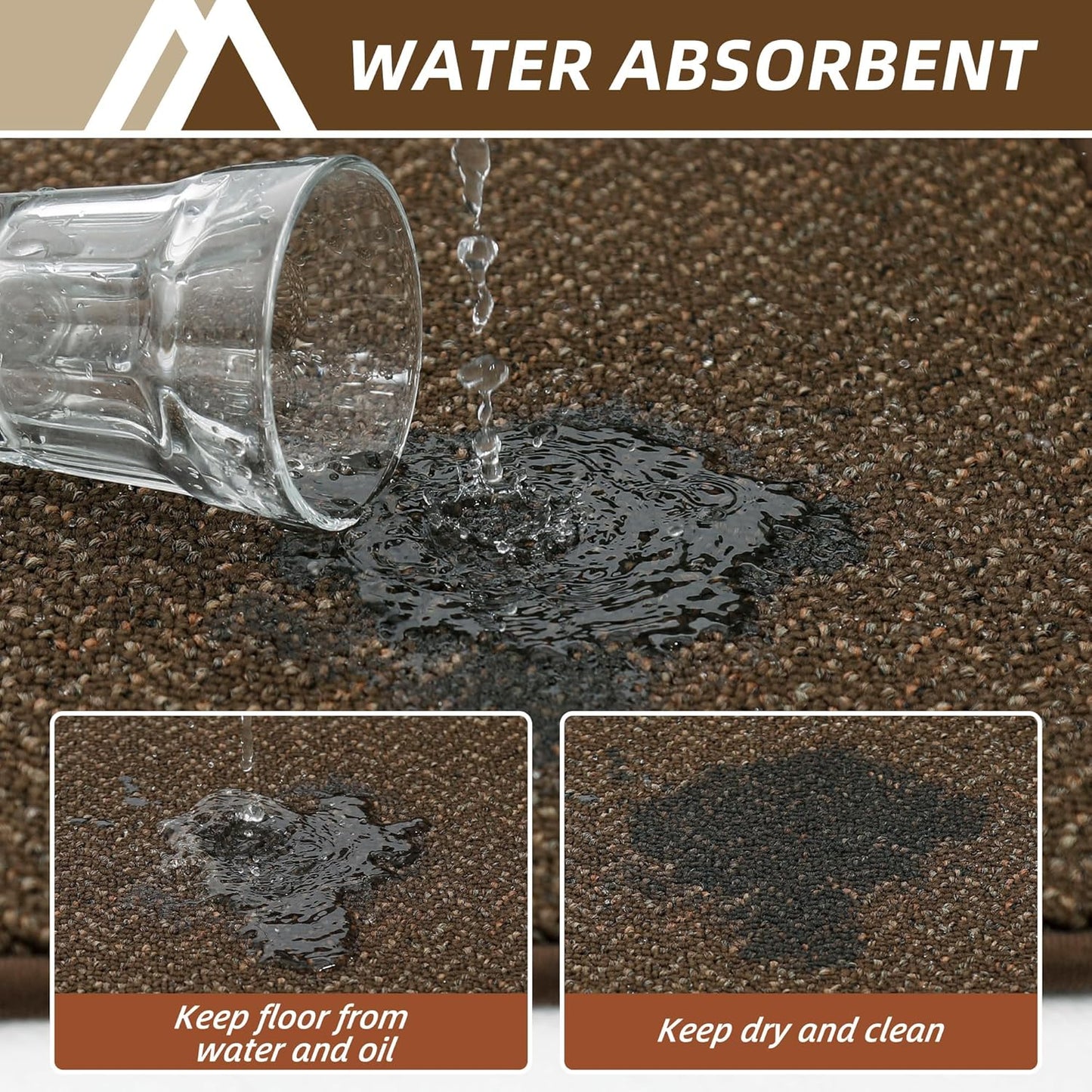 COSY HOMEER Kitchen Rugs and Mats 2PCS Non Slip Kitchen Mats for Floor Washable Stain Resistant Kitchen Runner Rug Sets Absorbent Kitchen Floor Mat 20"x32"+20"x48",Brown