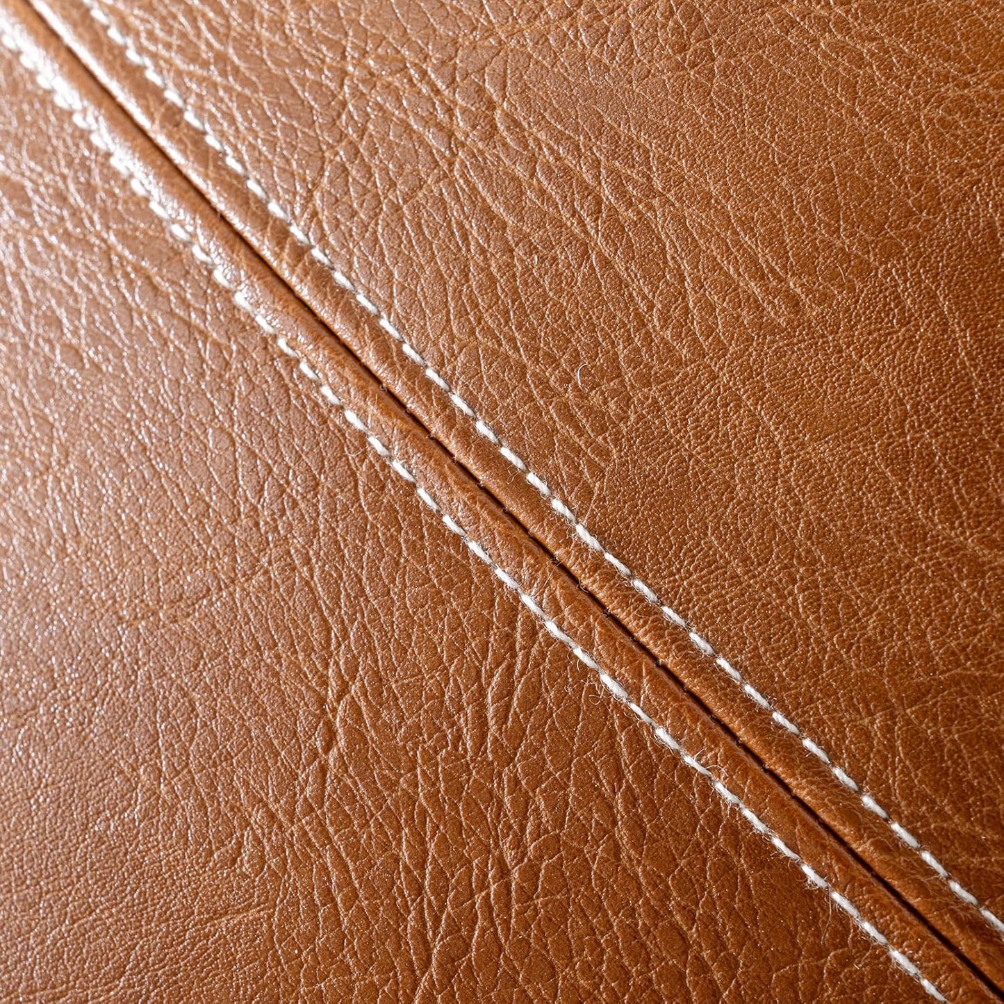 Fancy Homi Brown Boho Long Lumbar Faux Leather Body Decorative Throw Pillow Cover 21x54 Inch for Bedroom Couch Bed Sofa Bench, Hand Stitched Stylish Pillowcase, Rustic Modern Farmhouse Room Decor