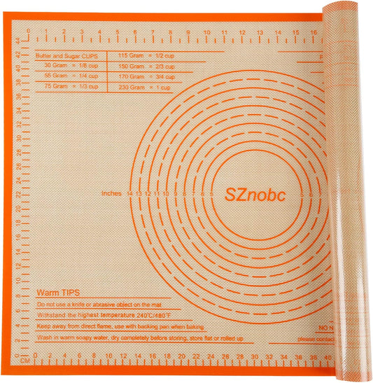 Non-slip Silicone Pastry Mat 28X20 inches Baking Mat with Measurement, Perfect for Dough, Pastry, Pie Crust, Fondant, Cookies, Bread, Pasta, Pizza, Food Grade Kitchen Counter Mats