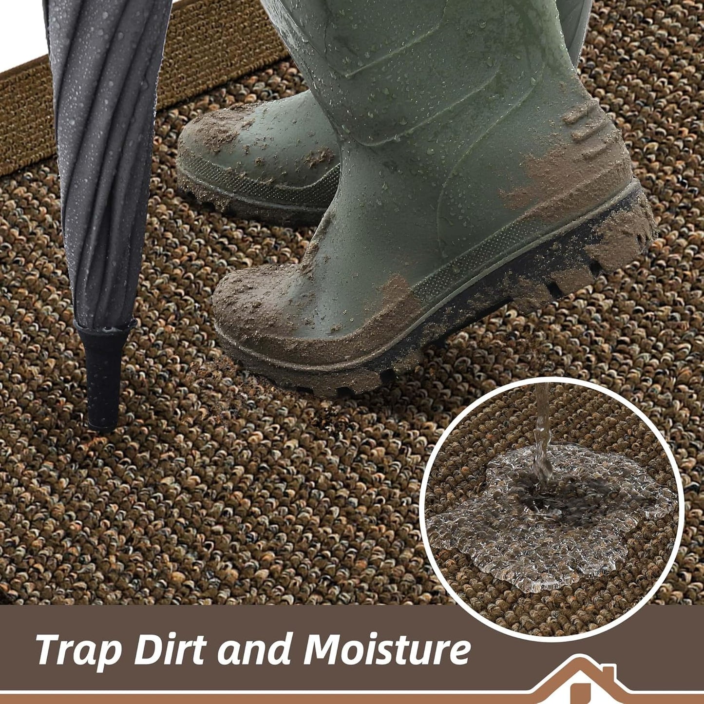 BEQHAUSE Indoor Door Mat 32" x 48", Dirt Trapper Door Mats Non-Slip Entryway Rugs Washable, Resist Dirt Absorbent Welcome Mat, Low Profile Floor Mats for Front Back Door and Entryway, Brown