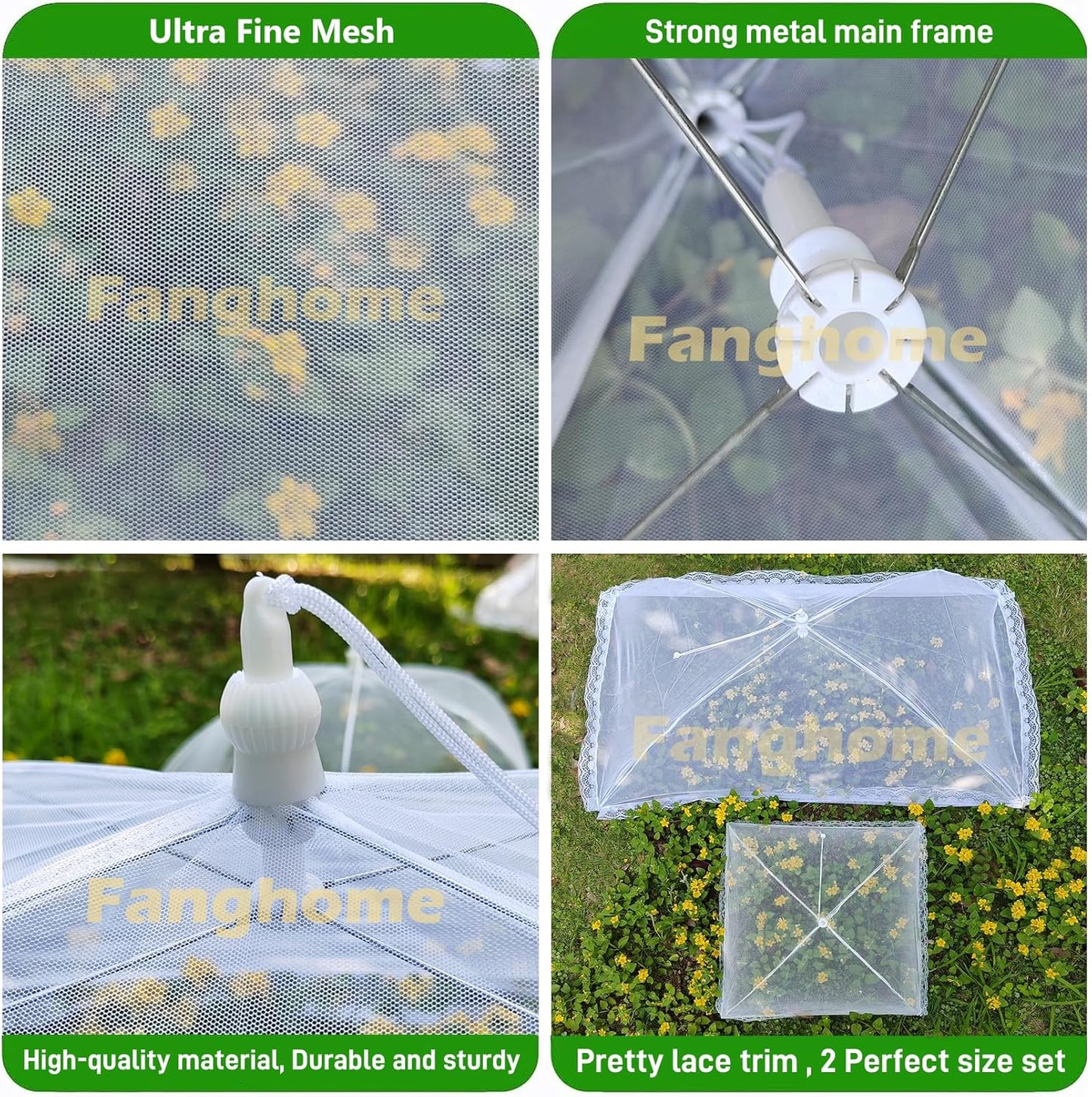 Food Covers for Outside Mesh,2 Pack 40"X24" + 2 Pack 17"X17" Extra Large Pop Up Mesh Food Tent Net Umbrella Food Covers for Outdoors Picnic Party BBQ Supplies,Food Nets for Outdoors