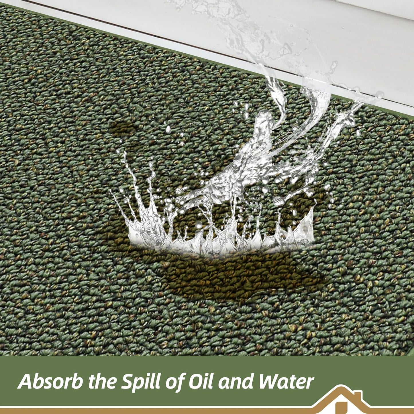 BEQHAUSE Kitchen Rugs 20"x32", Non-Slip Kitchen Mats for Floor, Super Absorbent and Stain Resistant Kitchen Rugs, Machine Washable Rugs for Kitchen, Hallway, Laundry & Sink, Green