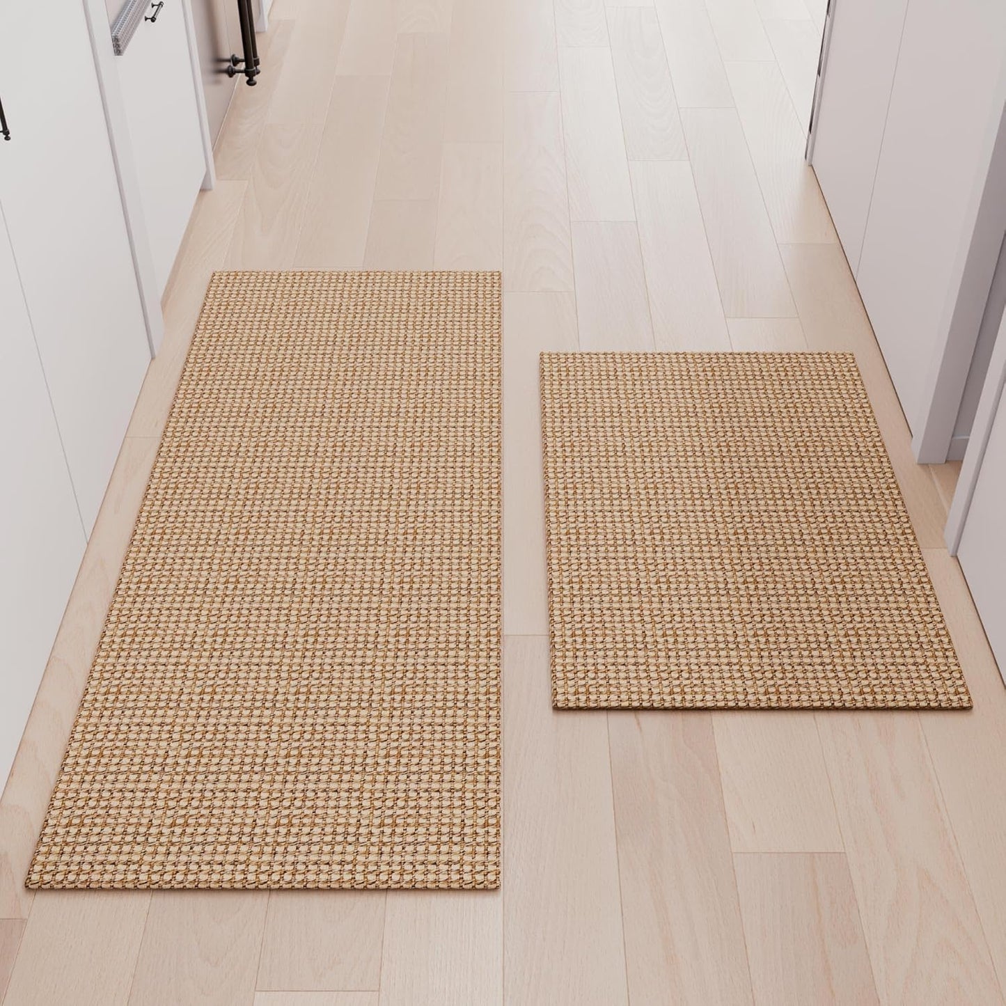Kitchen Rugs and Mats Non Skid Washable [2PCS] (24" x 36"+ 24" x 60"), Absorbent Kitchen Floor Mats, Boho Cotton Kitchen Runner Rugs Comfort Standing Mat for Sink Hallway Laundry