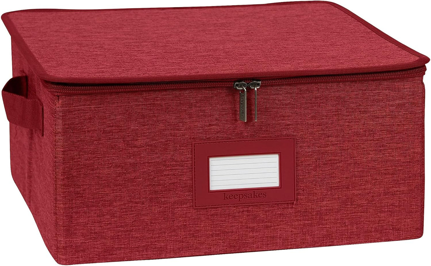 Covermates Keepsakes Dish Storage Box - Stackable, Reinforced Handles, China Storage, Red Heather