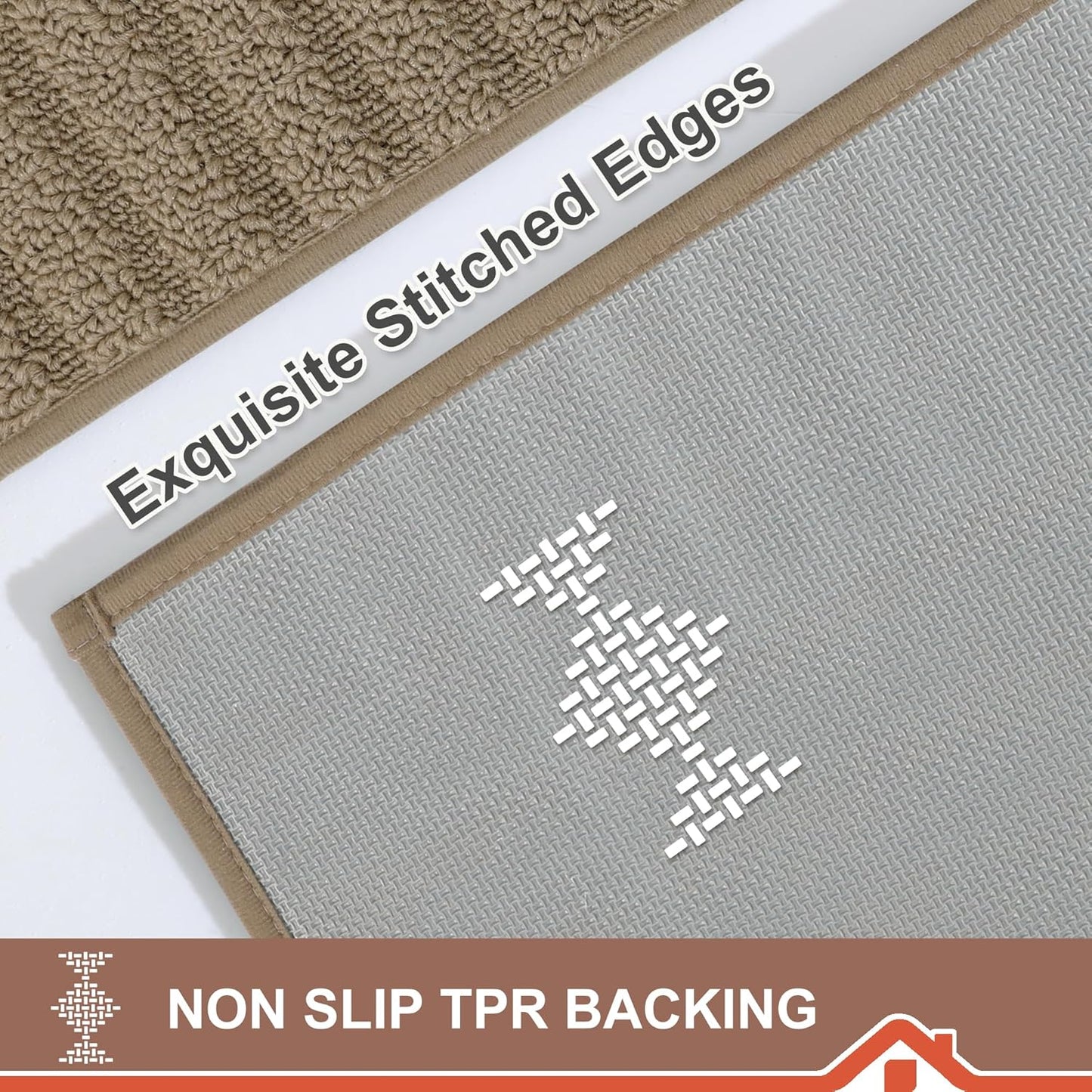 BEQHAUSE Kitchen-Rugs-and-Mats,Anti-Slip Kitchen Rugs,Machine Washable Kitchen Mats for Floor Taupe Comfortable Kitchen Mat Set of 2 with TPR Backing 20x30inch/20x48inch