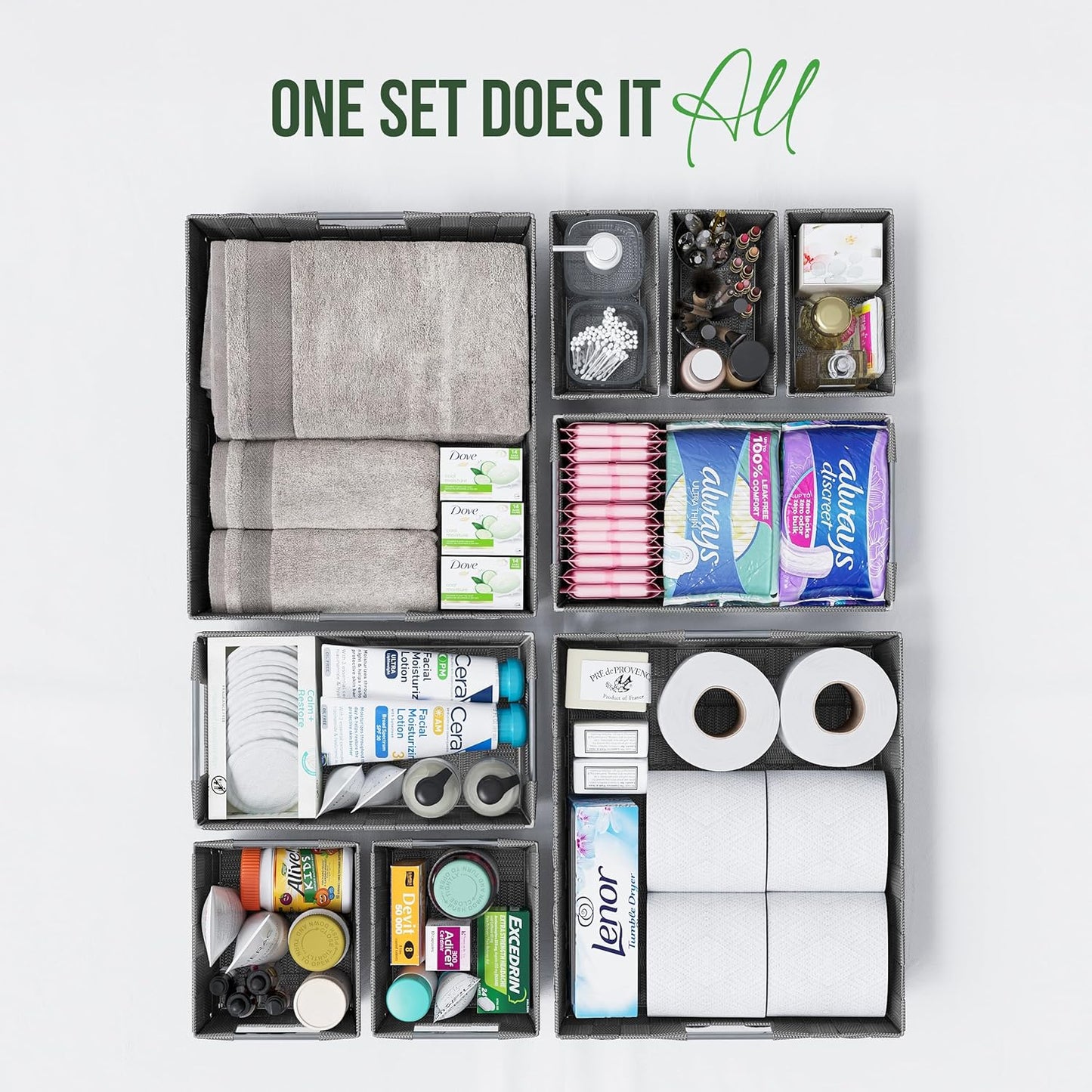 Baskets For Organizing Set Of 9 Dark Grey - Storage Baskets For Shelves - Perfect Closet Organizer Bins, Bathroom Basket, and Pantry Basket - Small Storage Bins For Shelves - Bin For Organization