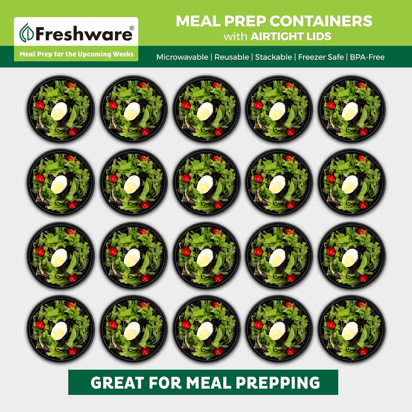 Freshware Meal Prep Bowl Containers [30 Pack] Plastic Bowls with Lids for Soup and Salad, Food Storage Bento Box, BPA Free, Stackable, Lunch Boxes, Microwave/Dishwasher/Freezer Safe (28 oz)