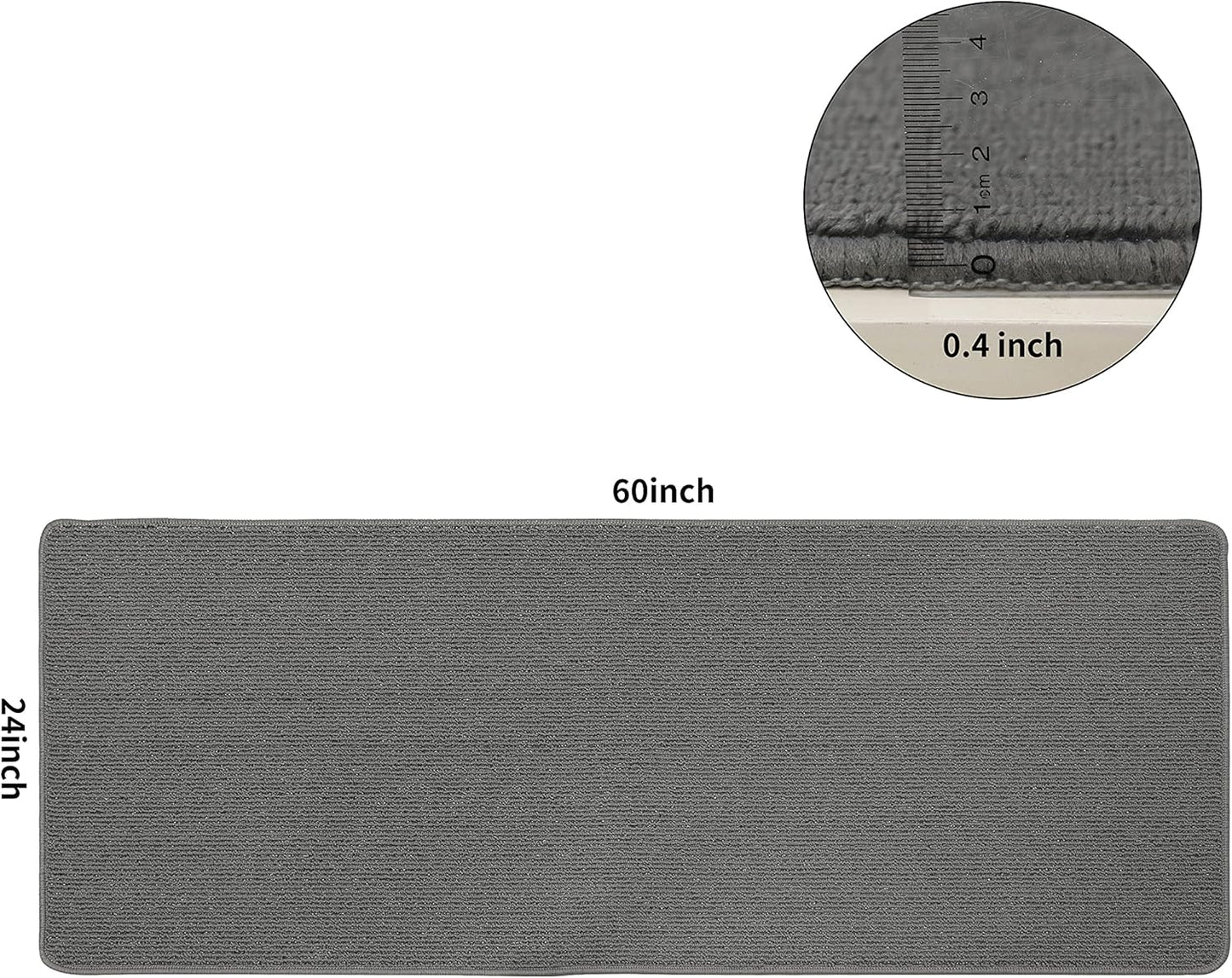 COSY HOMEER 24X60 Inch Kitchen Rug Mats Made of 100% Polypropylene Strip TPR Backing Soft Kitchen Mat Specialized in Anti Slippery and Machine Washable,for Kitchen, Floor Home,Office,Sink,Laundry,Grey