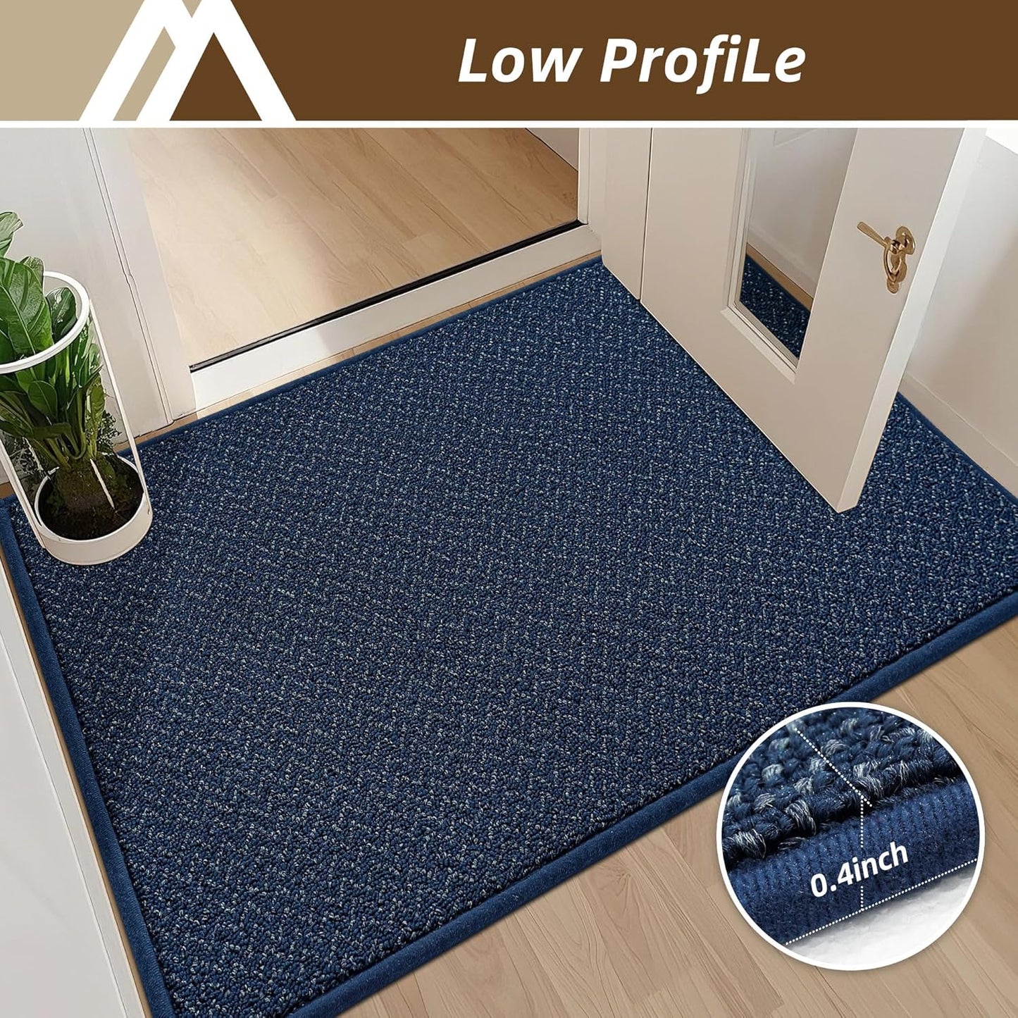 COSY HOMEER-Door-Mat 20" x 32" Non Slip Absorbent Entryway Rugs Dirt Trapper Doormats Washable Entrance Mats Low Pile Welcome Floor Mat for Front Back Door and Entry Mats,Navy Blue