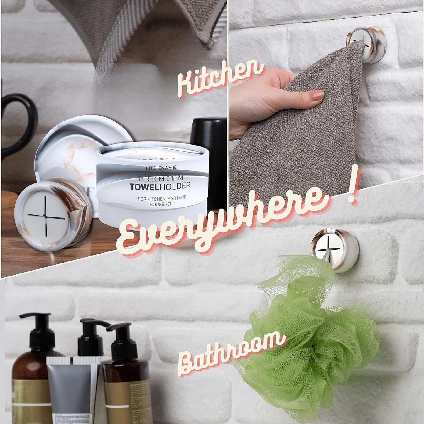 HEFA Towel Hooks, Dish & Hand Towel Holder, Kitchen Organization 8 Pack Eco