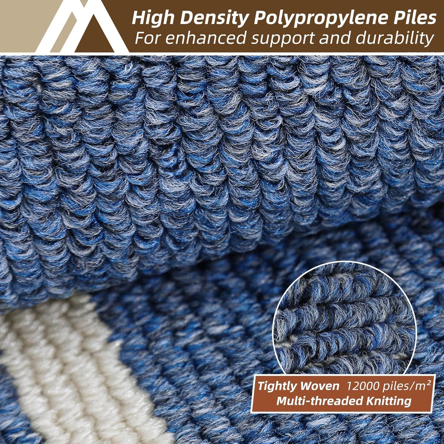 COSY HOMEER Long Kitchen Floor Mats for in Front of Sink Super Absorbent Kitchen Rugs and Mats 24"x48" Non-Skid Kitchen Mat Standing Mat Washable,Polypropylene,Blue,Frame