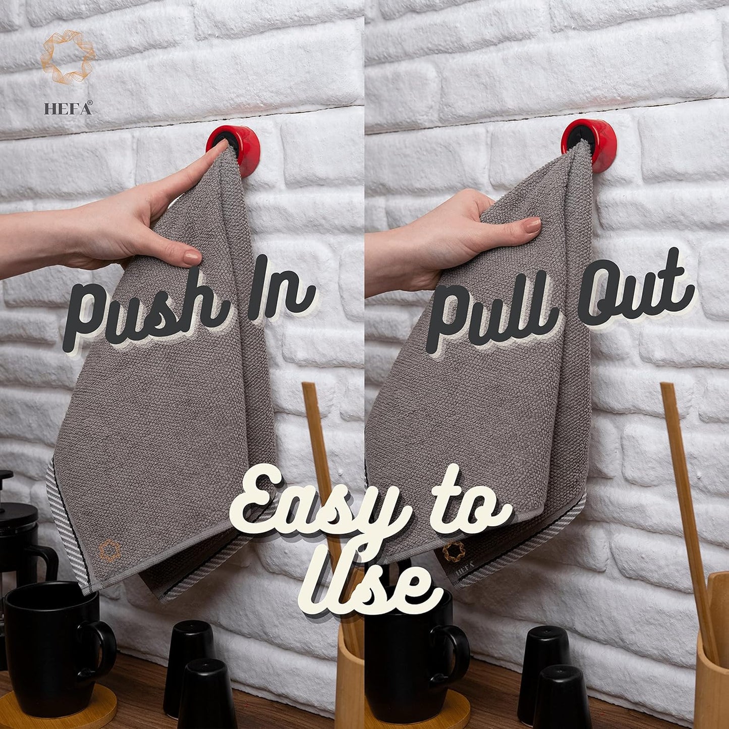 HEFA Towel Hooks, Towel Holder, Dish Towel Holder, Kitchen Organization, Kitchen Towel Hook, Kitchen Towel Holder, Hand Towel Holder, Kitchen Gadgets 8 Pack Eco, Fire Red