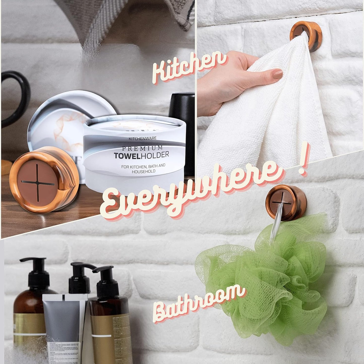 HEFA Towel Hooks - 8 Pack Eco (Helloween Orange) - Multi-Purpose Hooks for Hand, Dish, and Kitchen Towels - Kitchen Organization Gadgets