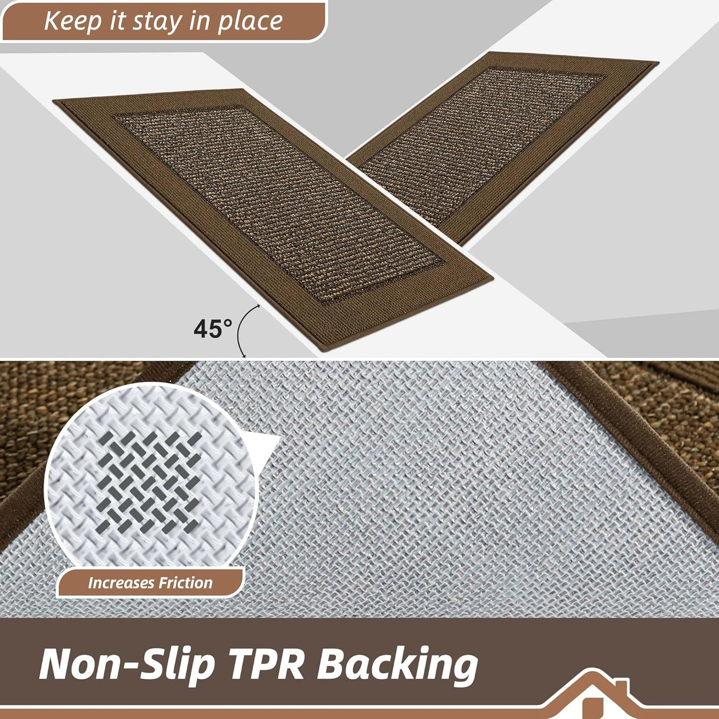 BEQHAUSE Indoor Door Mat 24" x 36", Dirt Trapper Door Mats Non-Slip Entryway Rugs Washable, Resist Dirt Absorbent Welcome Mat, Low Profile Floor Mats for Front Back Door and Entryway, Brown