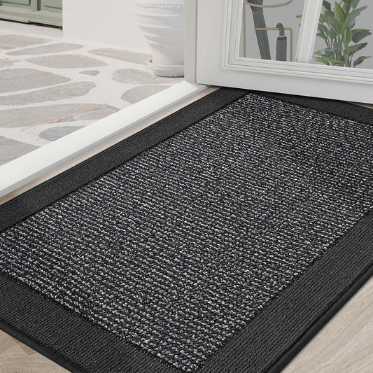 BEQHAUSE Indoor Door Mat 36" x 60", Dirt Trapper Door Mats Non-Slip Entryway Rugs Washable, Resist Dirt Absorbent Welcome Mat, Low Profile Floor Mats for Front Back Door and Entryway, Charcoal