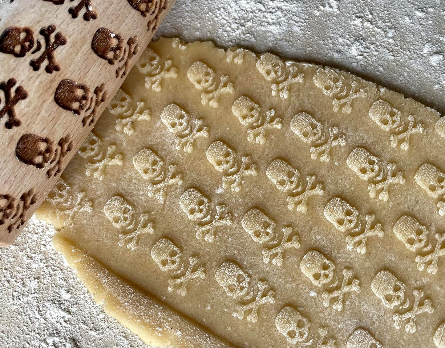 HALLOWEEN 3 Mini Embossed Rolling Pin Set. Wooden Laser Engraved Textured rolling pins for Cookies, Modeline, Ceramic with Skulls, Bats, Halloween by Algis Crafts