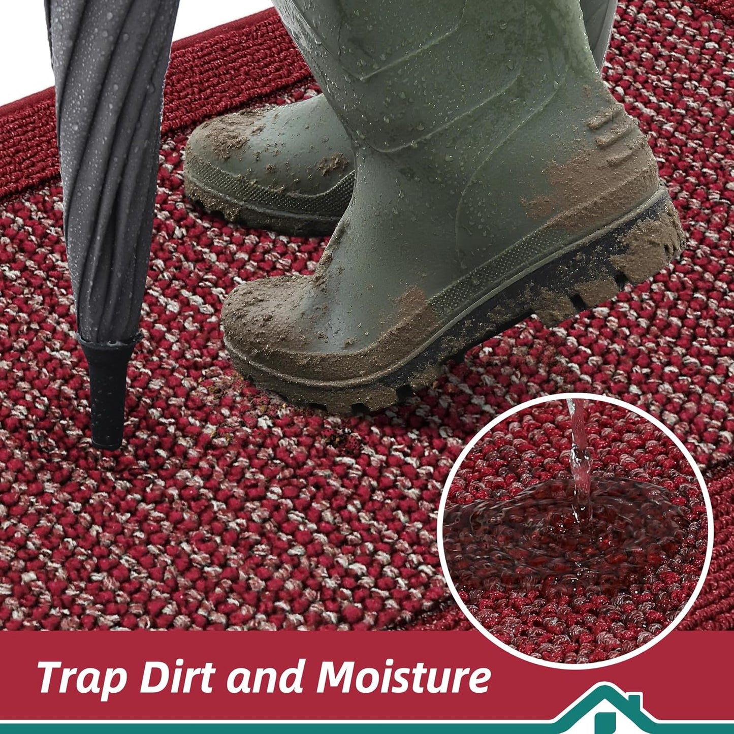 BEQHAUSE Indoor Door Mat 36" x 60", Dirt Trapper Door Mats Non-Slip Entryway Rugs Washable, Resist Dirt Absorbent Welcome Mat, Low Profile Floor Mats for Front Back Door and Entryway, Red