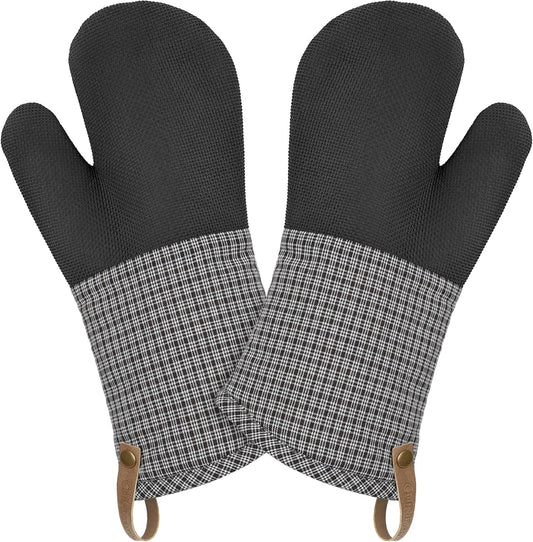 Cuisinart Heritage Kitchen Oven Mitts – Heat-Resistant Kitchen Mitts for Oven with Non-Slip Neoprene Palm, Long Cuff, and Cotton Filling – Durable Oven Gloves for Cooking, Baking, & Grilling