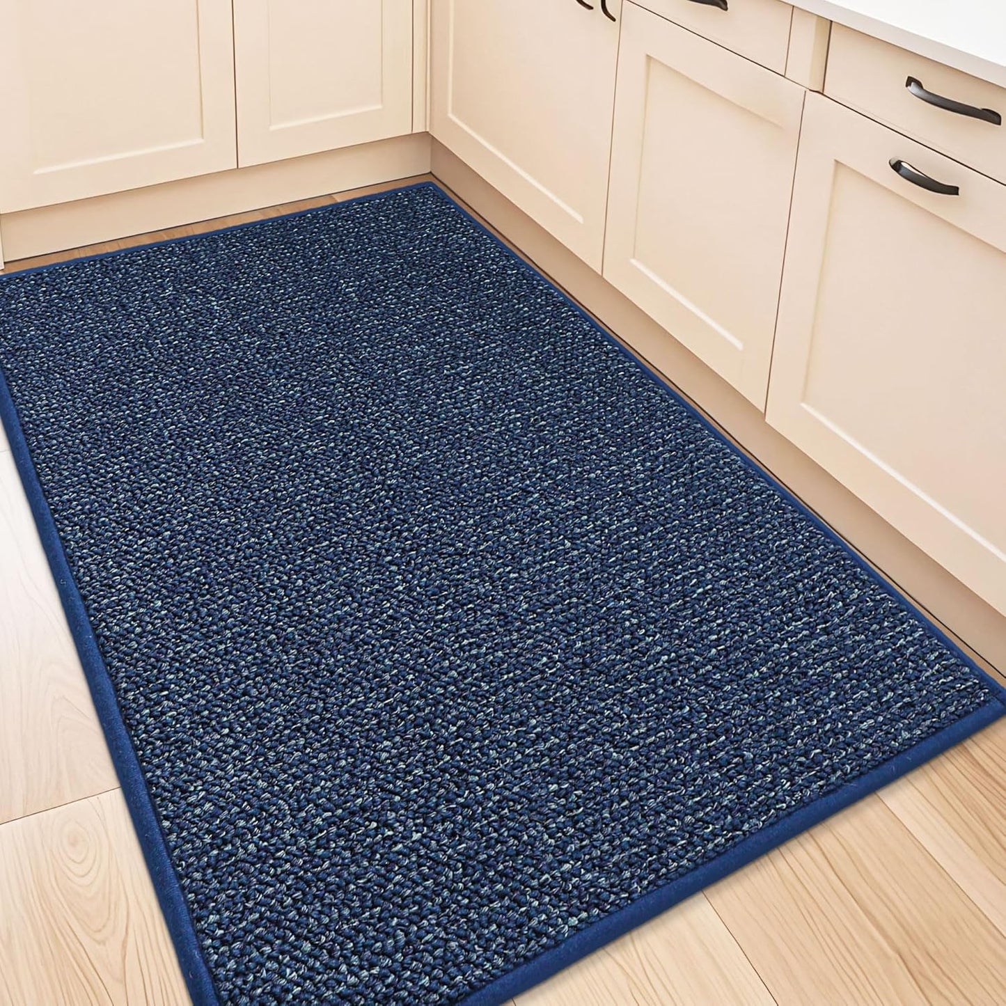 BEQHAUSE Kitchen Rugs 32"x48", Non-Slip Kitchen Mats for Floor, Super Absorbent and Stain Resistant Kitchen Rugs, Machine Washable Rugs for Kitchen, Hallway, Laundry & Sink, Blue