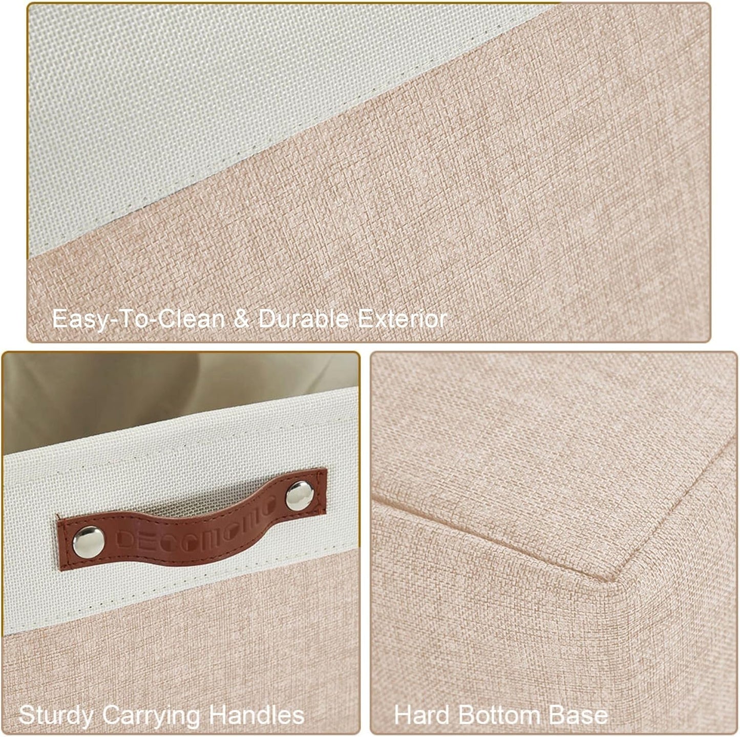 DECOMOMO Small Storage Basket, Closet Storage Bins, Baskets for Organizing Shelves (Beige & White, Small - 6 Pack)