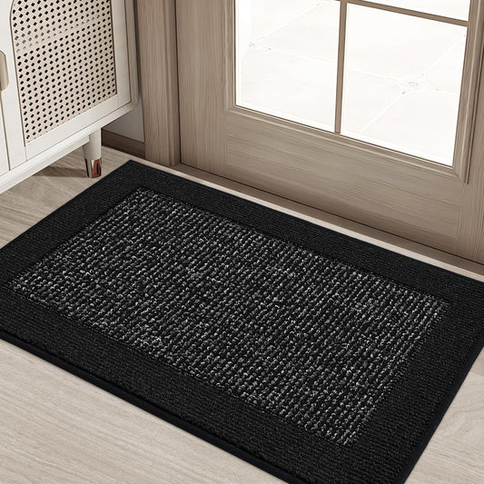 BEQHAUSE Indoor Door Mat 20" x 32", Dirt Trapper Door Mats Non-Slip Entryway Rugs Washable, Resist Dirt Absorbent Welcome Mat, Low Profile Floor Mats for Front Back Door and Entryway, Black