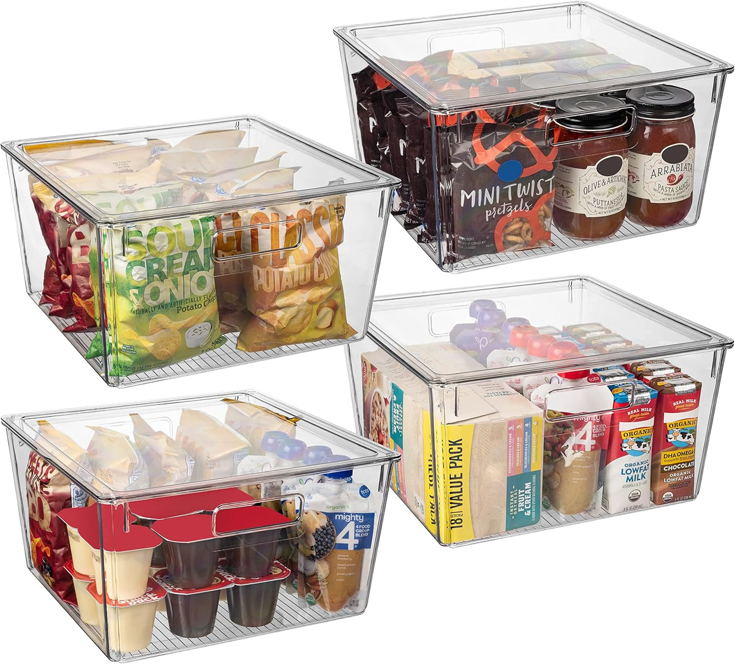 CLEARSPACE Plastic Storage Bins with Lids XL – Perfect Kitchen Organization or Pantry Storage – Fridge Organizer, Pantry Organization and Storage Bins, Cabinet Organizers