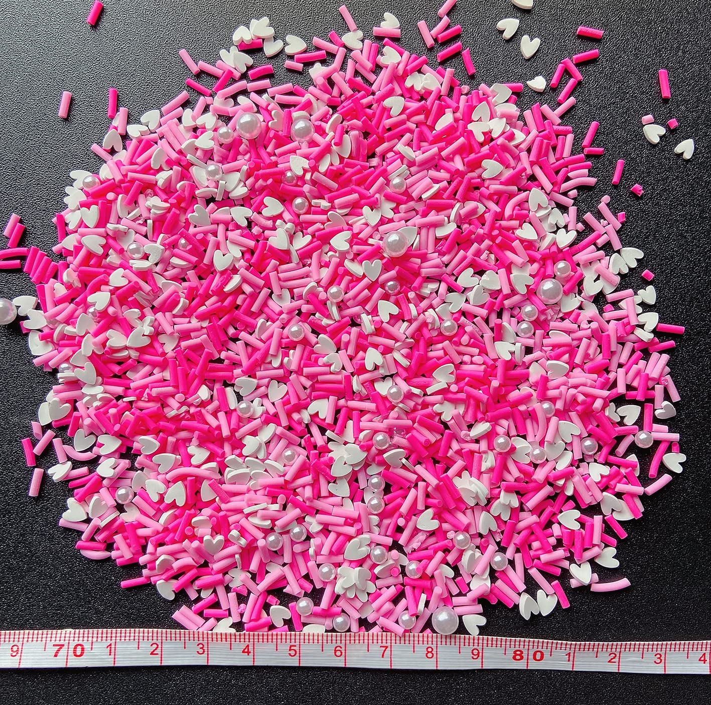 EHOPE Fake Sprinkles Resin Sprinkles Fake Candy Sprinkles Clay Sprinkles Polymer Sprinkles Polymer Clay Slices for Nail Art DIY Crafts Cake Phone Case(40G-Pink Heart-46)