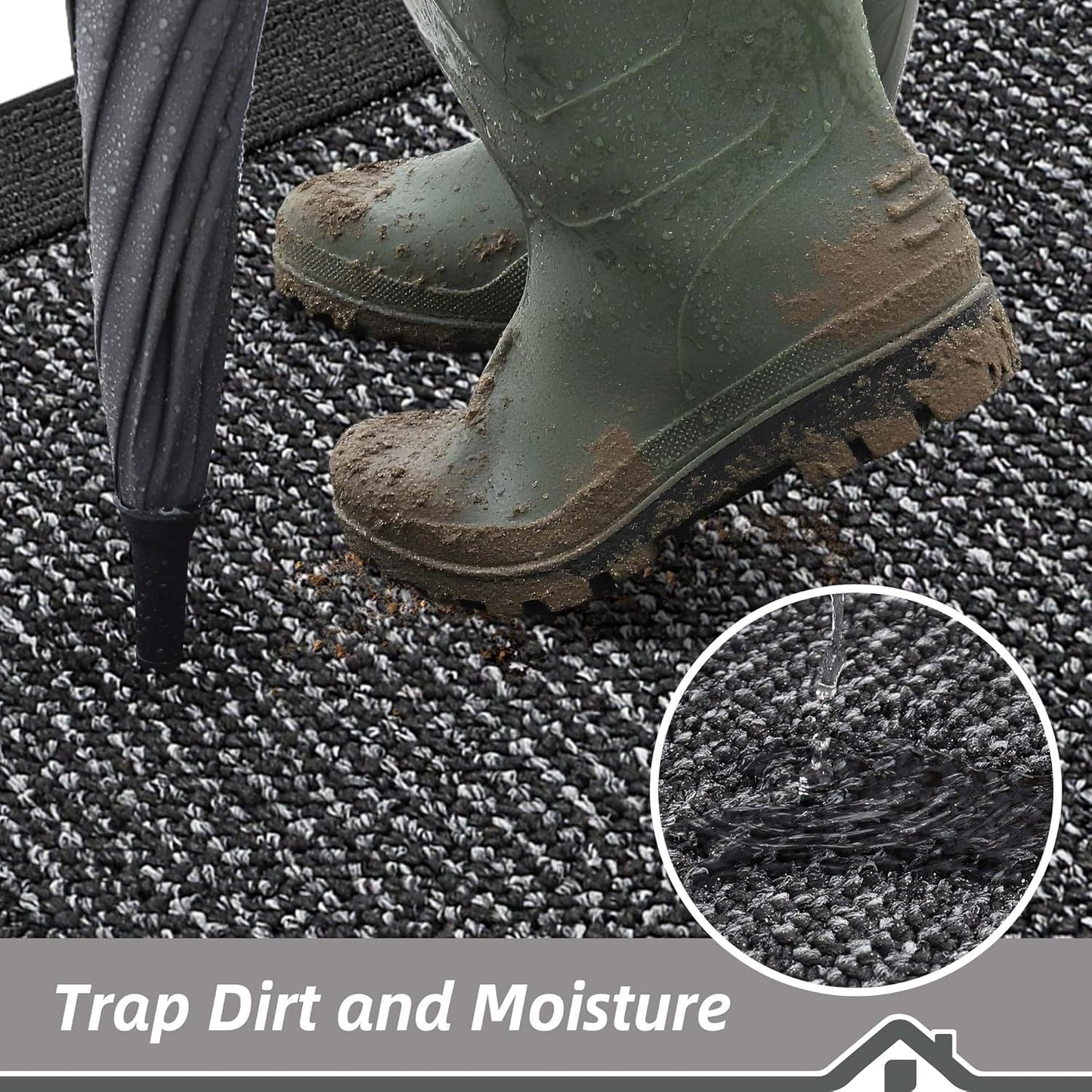 BEQHAUSE Indoor Door Mat 36" x 60", Dirt Trapper Door Mats Non-Slip Entryway Rugs Washable, Resist Dirt Absorbent Welcome Mat, Low Profile Floor Mats for Front Back Door and Entryway, Charcoal