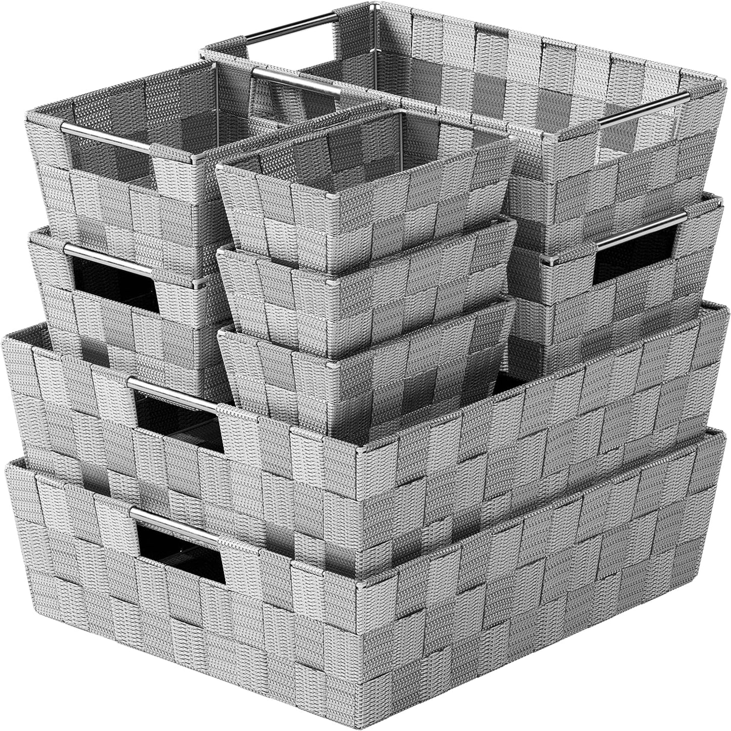 Baskets For Organizing Set Of 9 Dark Grey - Storage Baskets For Shelves - Perfect Closet Organizer Bins, Bathroom Basket, and Pantry Basket - Small Storage Bins For Shelves - Bin For Organization