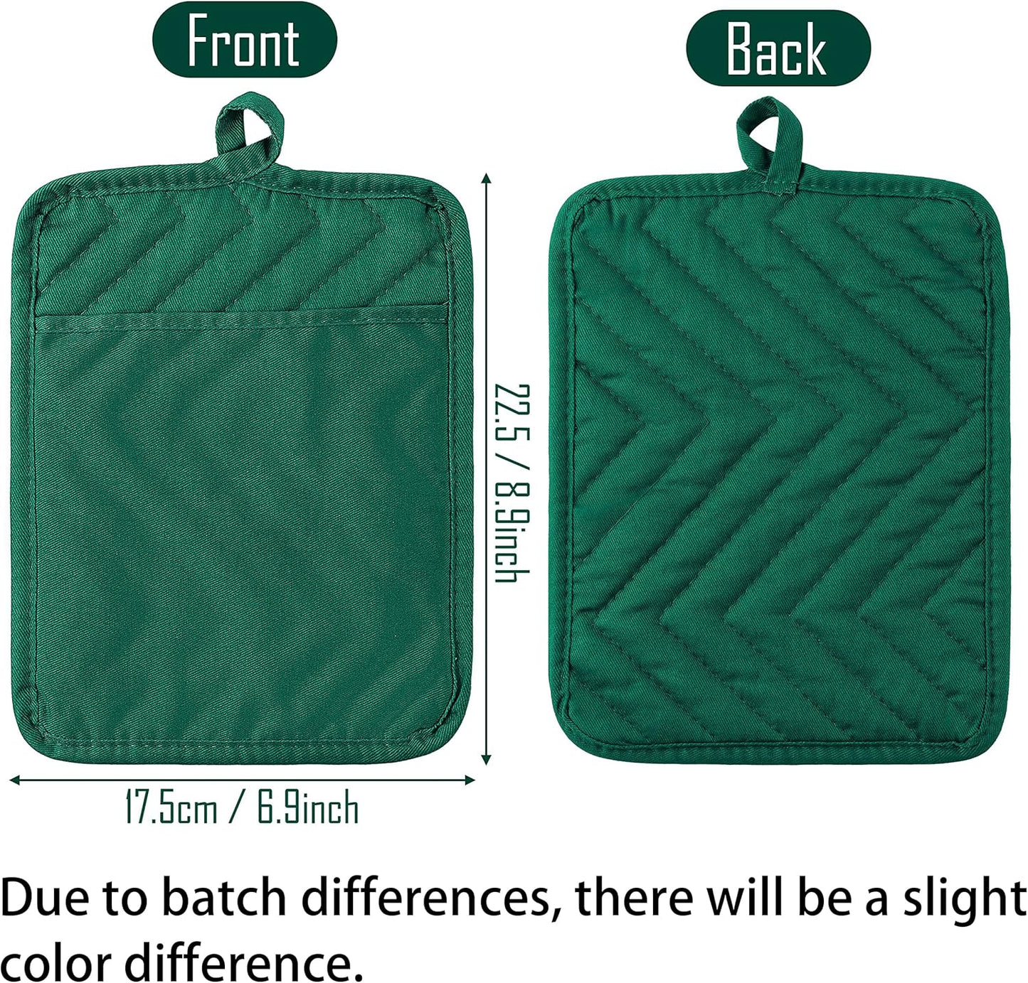 GROBRO7 5Pack Pot Holders for Kitchen Heat Resistant Cotton Potholder Multipurpose Hot Pads Machine Washable Oven Mitts with Pocket Potholders for Baking and Cooking 8.9 x 6.9 in Red Green